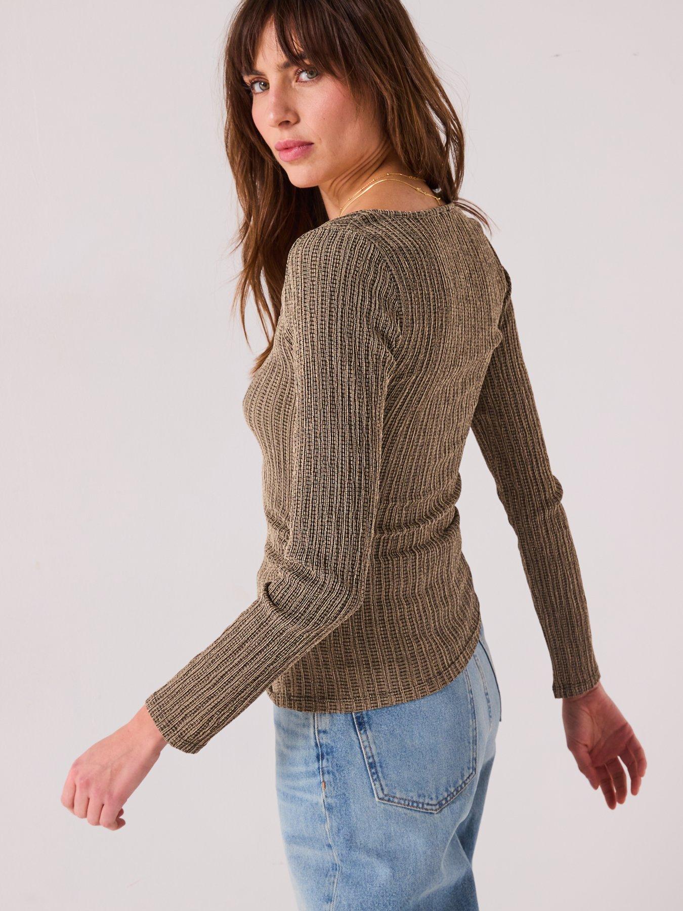Image 2 of 6 of V by Very Textured Long Sleeve Top Co-Ord - Mono