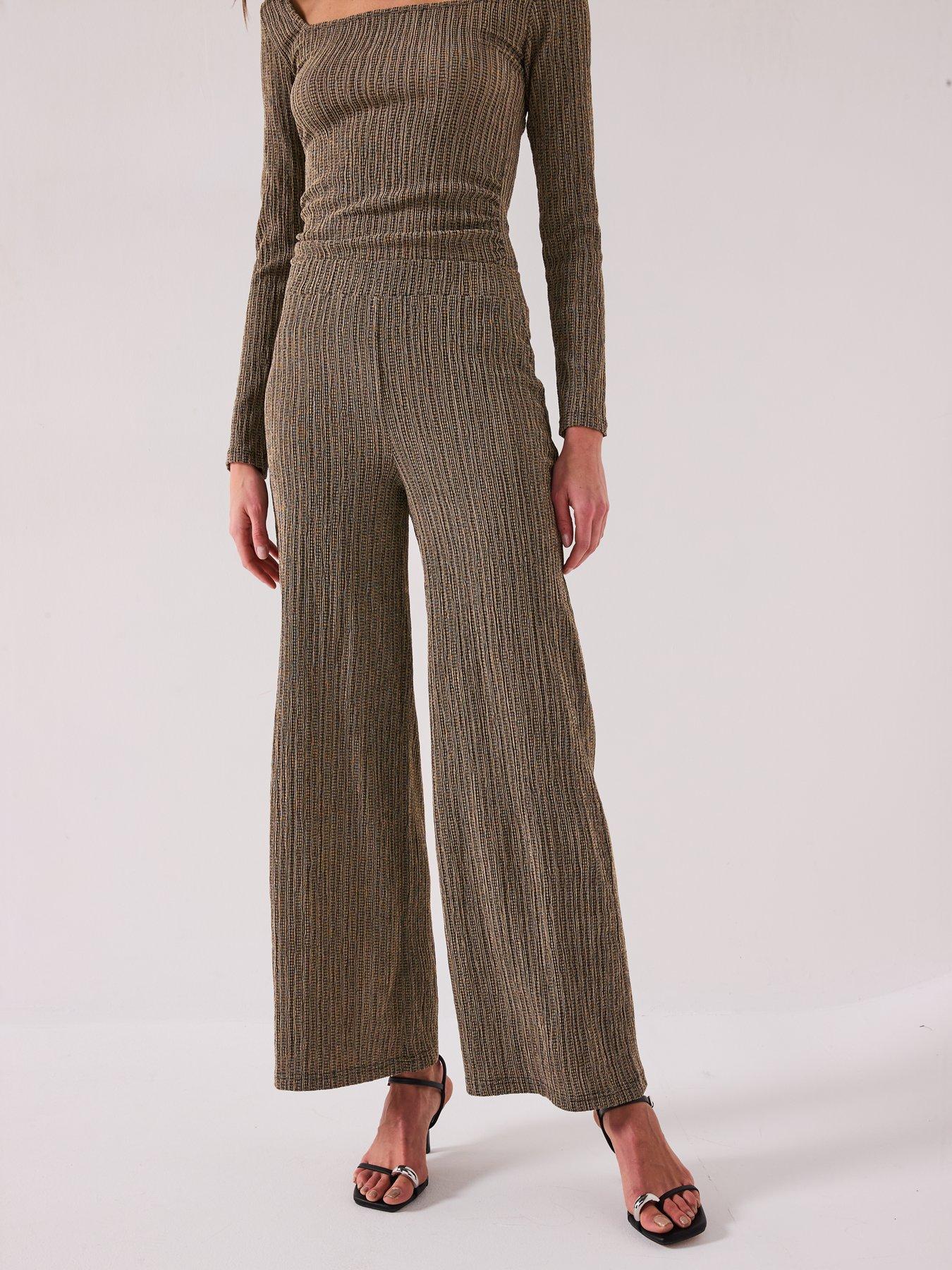  image of v-by-very-textured-wide-leg-trouser-co-ord-mono