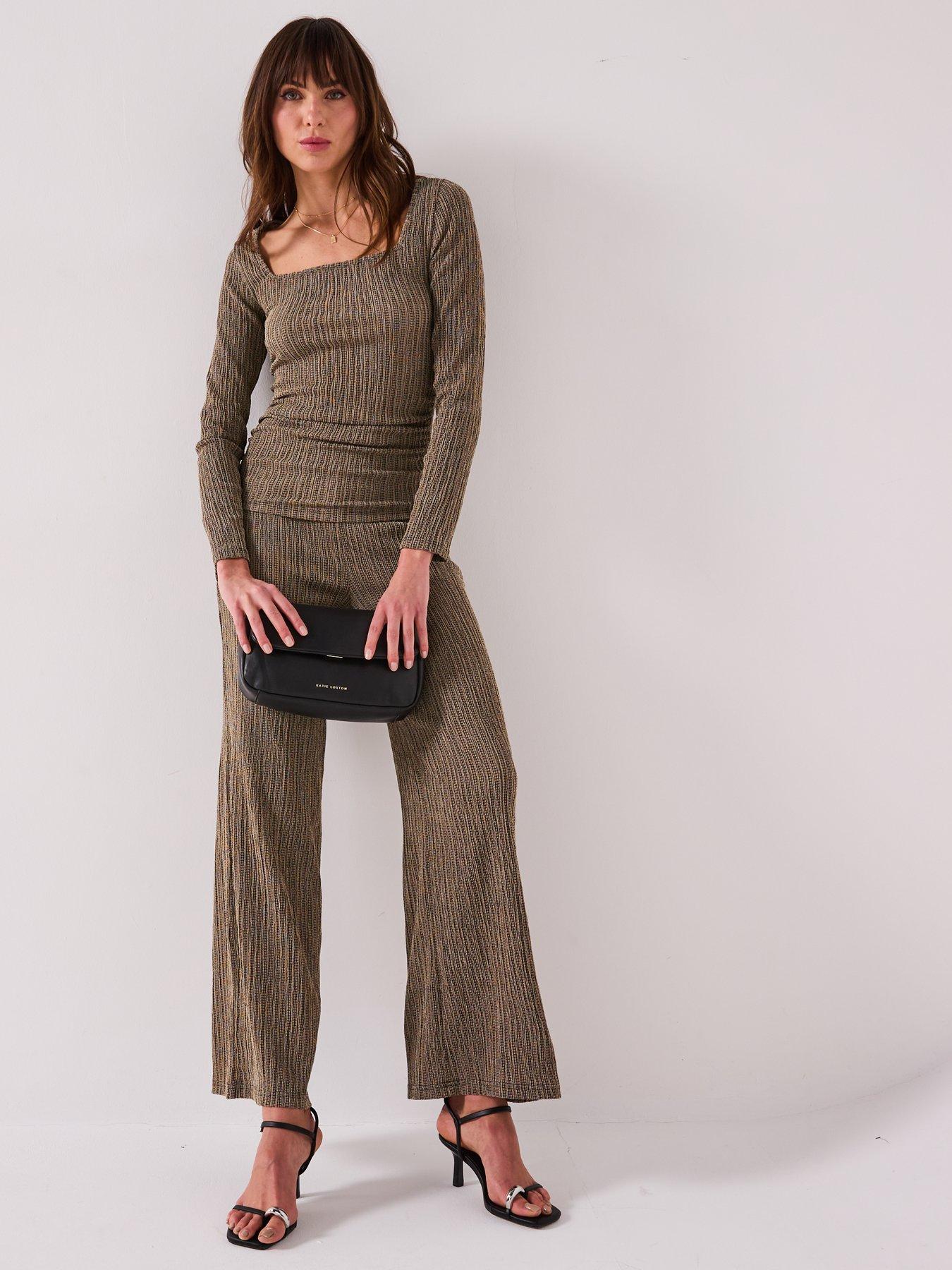  image of v-by-very-textured-wide-leg-trouser-co-ord-mono