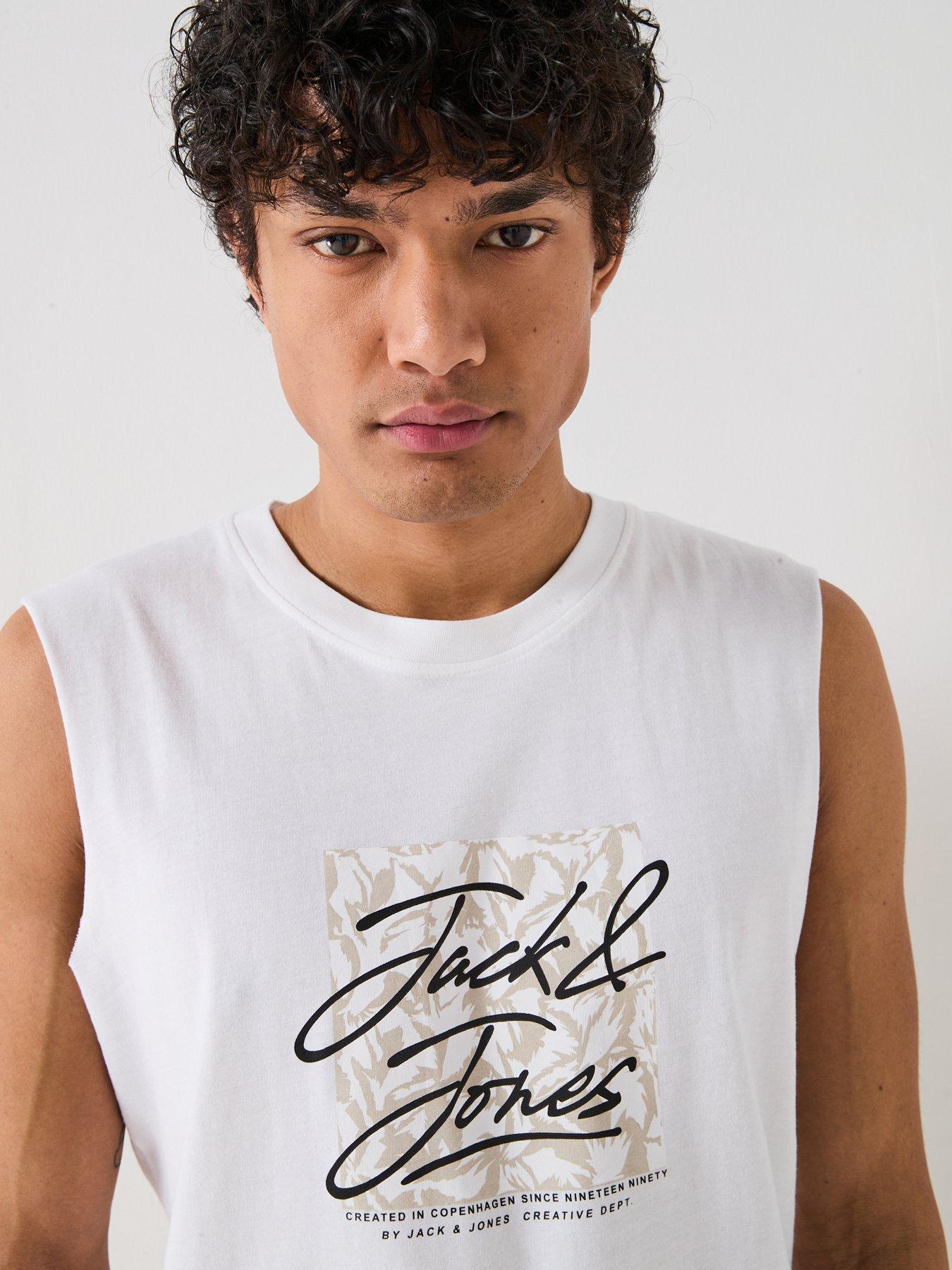  image of jack-jones-split-graphic-vest-white