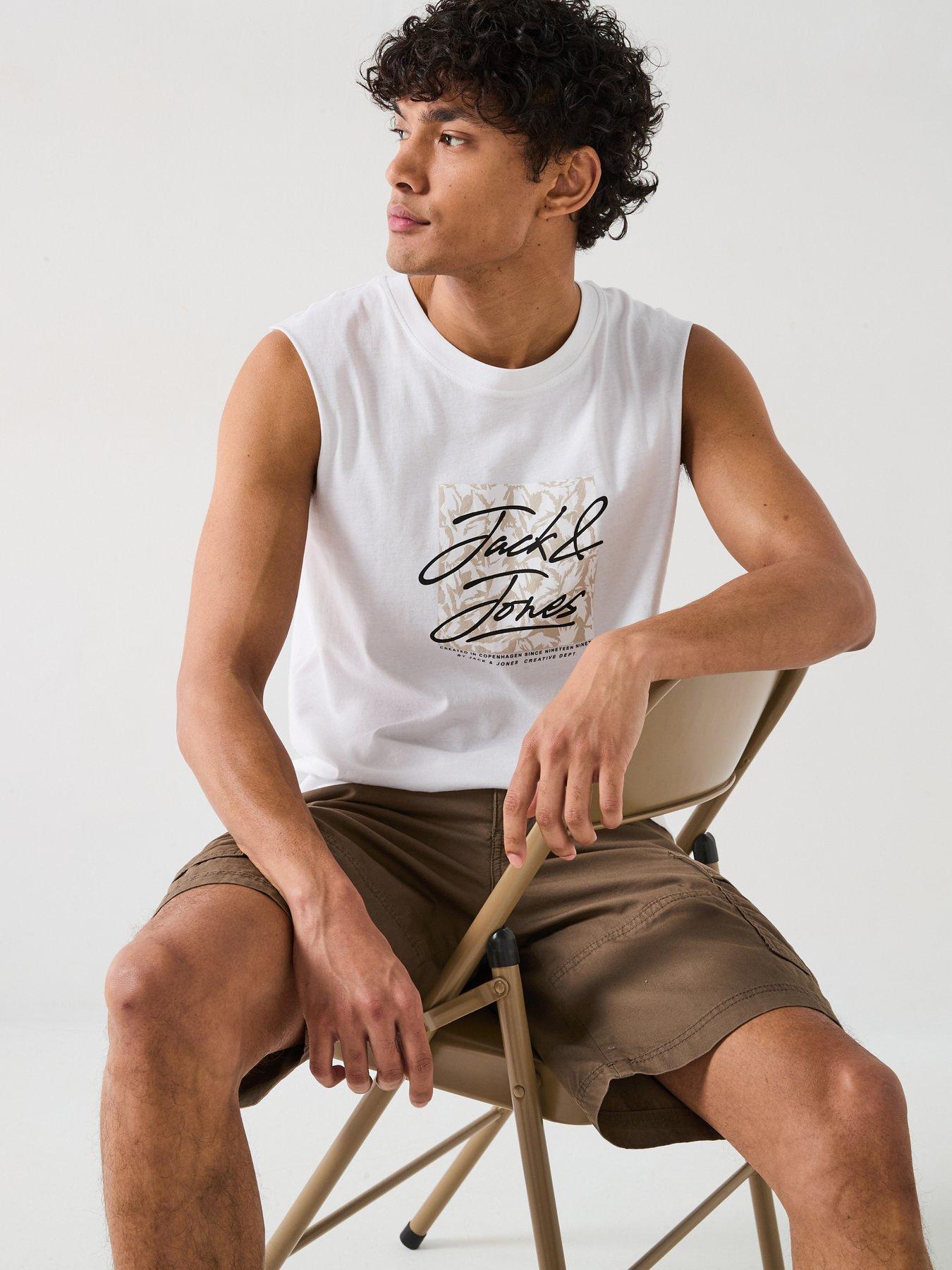  image of jack-jones-split-graphic-vest-white