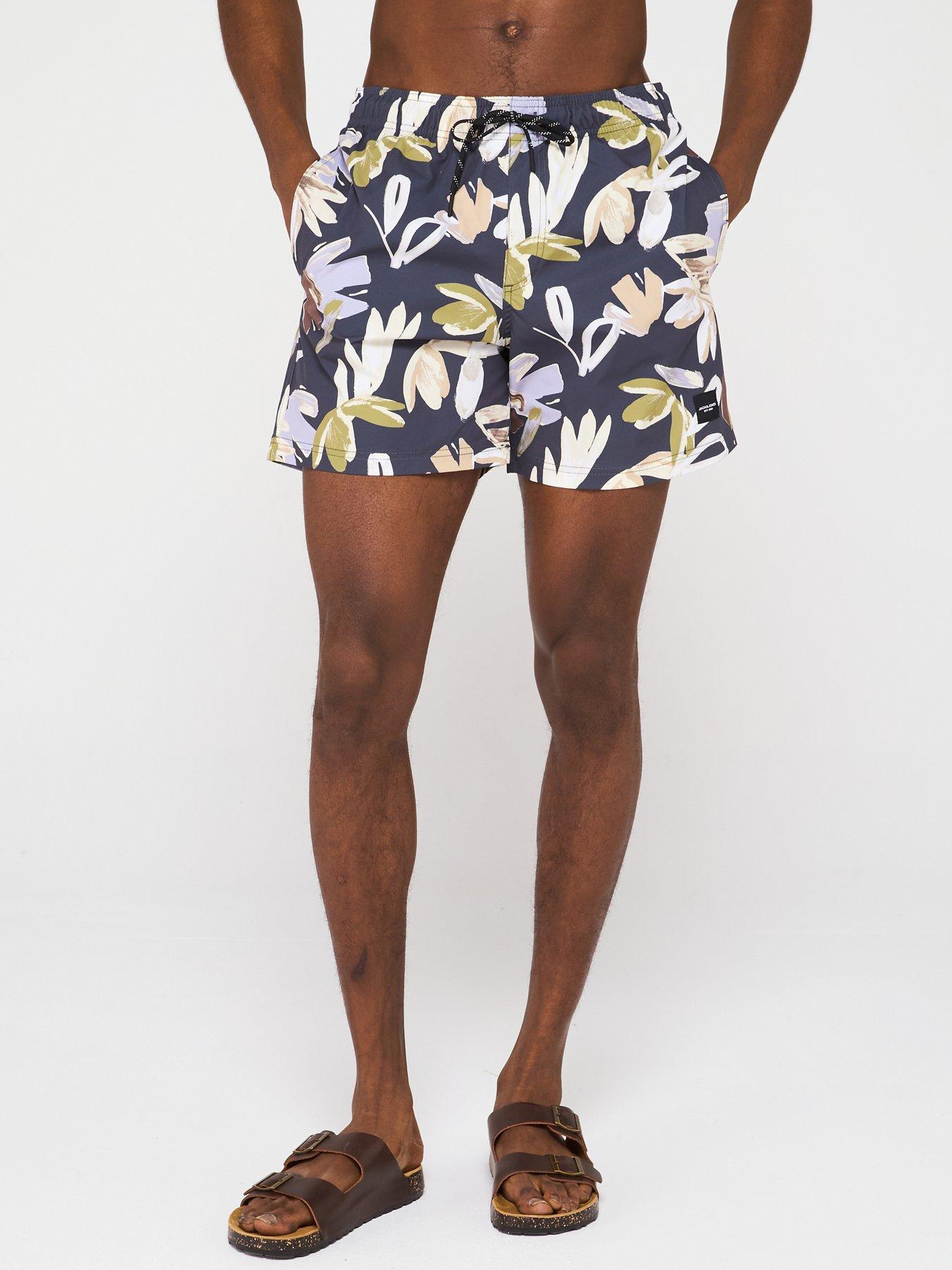  image of jack-jones-maui-flower-print-swim-shorts-iron-gate