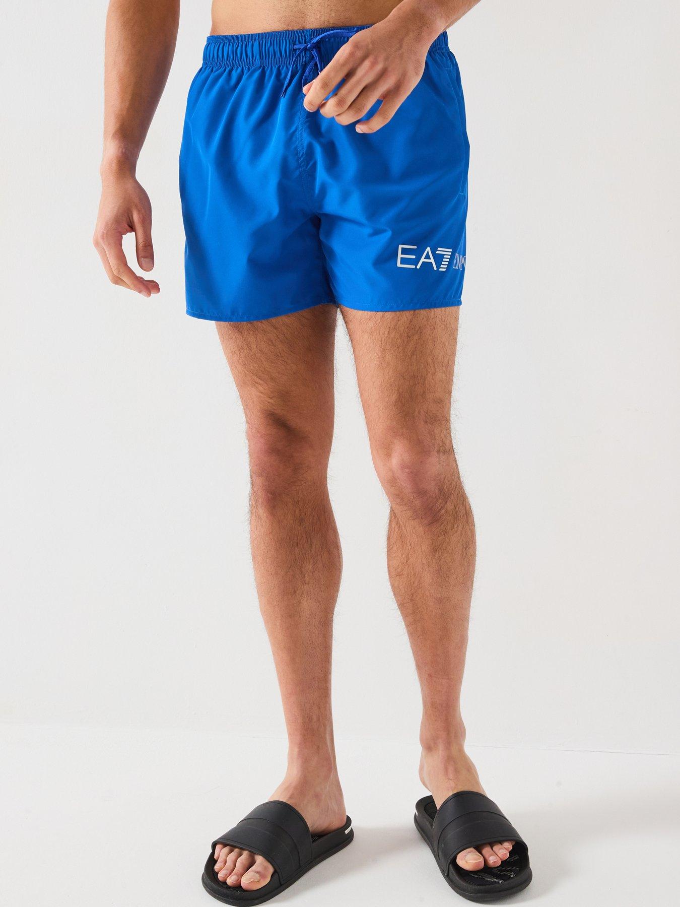 front image of ea7-emporio-armani-logo-swimshort-blue