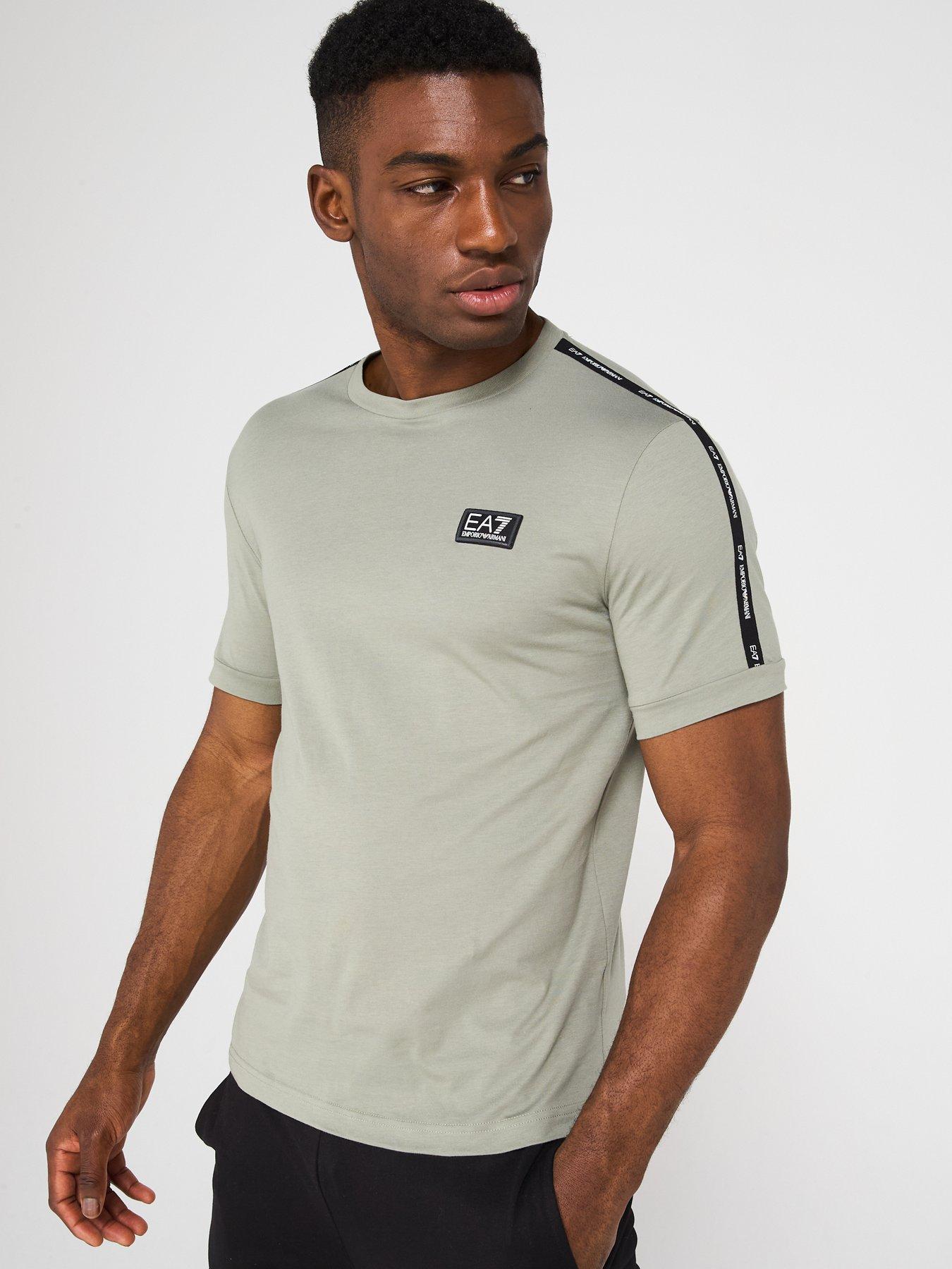 undefined Sporty Logo Taped Crew T-Shirt - Grey
