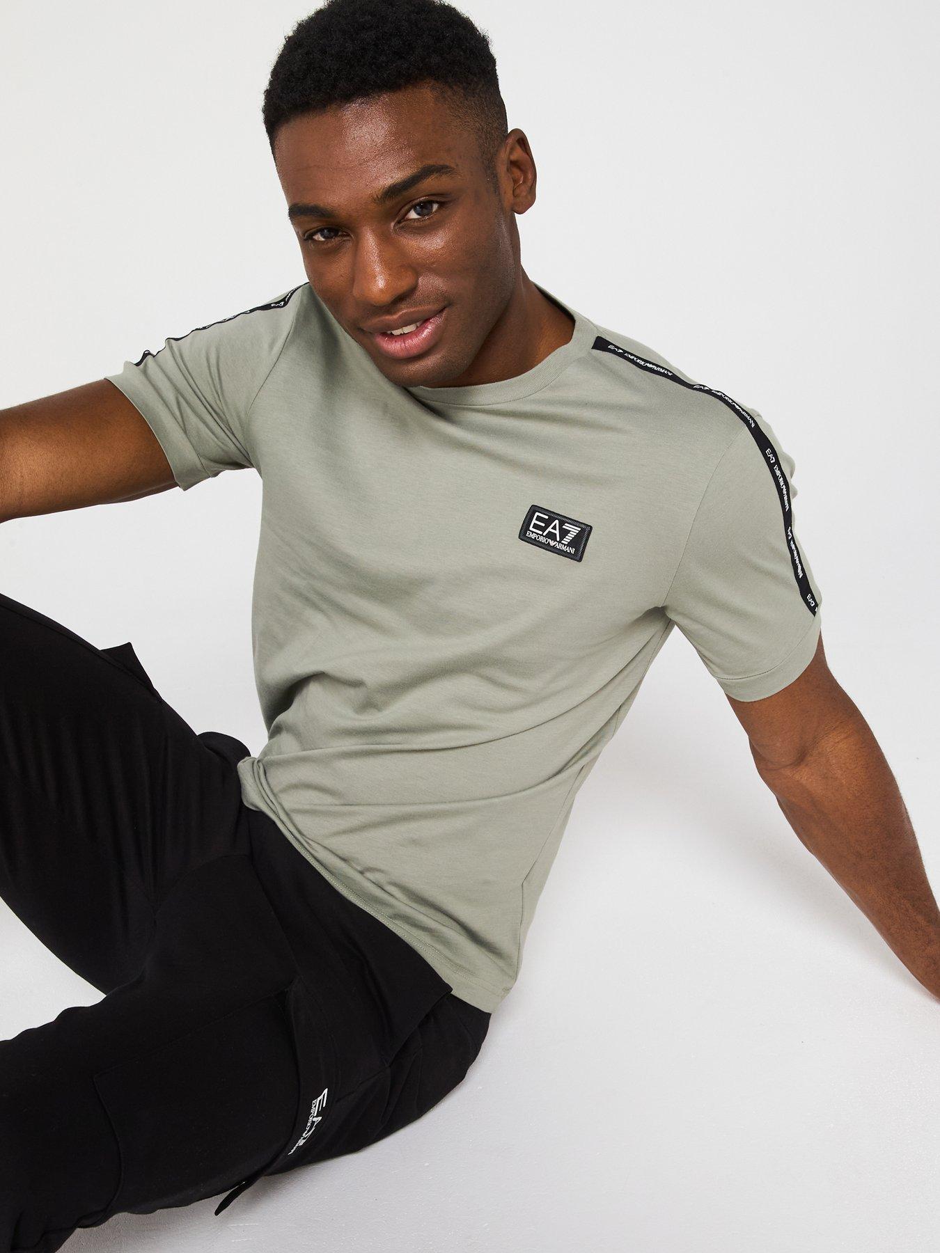  image of ea7-emporio-armani-sporty-logo-taped-crew-t-shirt-grey