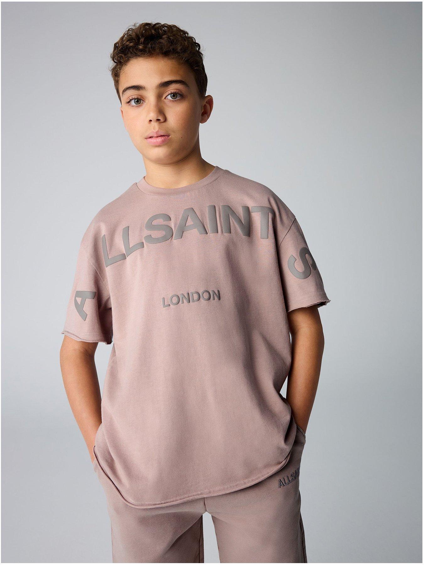 front image of smallsaints-all-saints-t-shirt-and-shorts-set-pink
