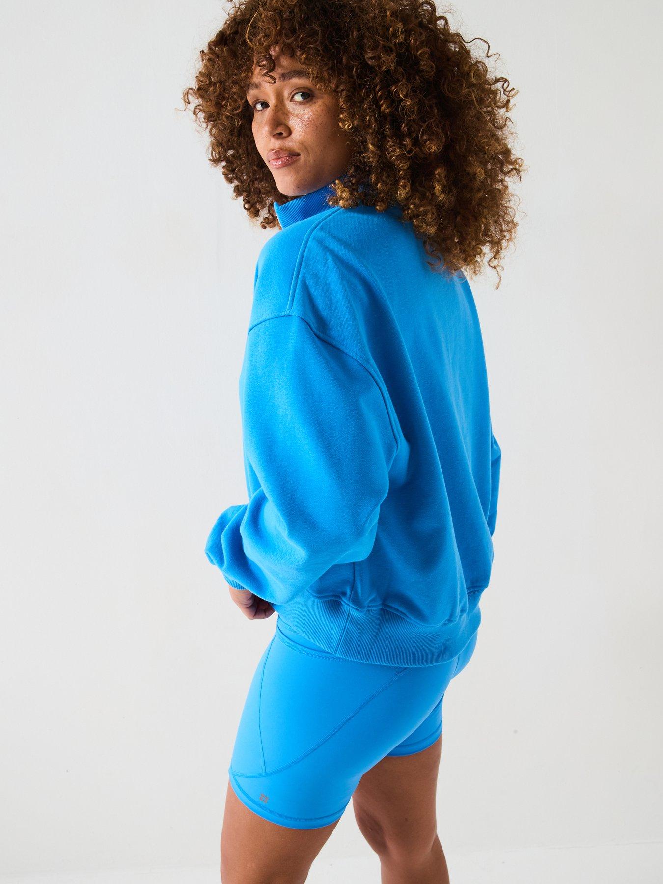  image of sweaty-betty-womens-training-revive-crop-half-zip-blue