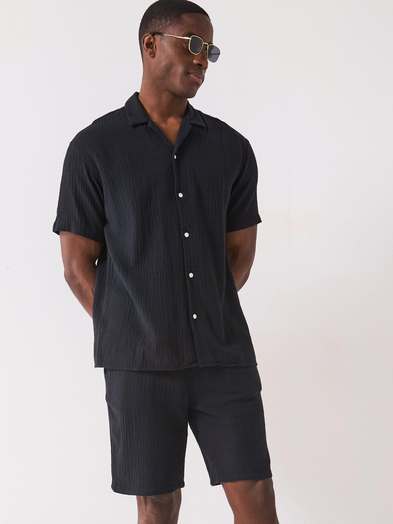 front image of jack-jones-shirt-and-shorts-set-black