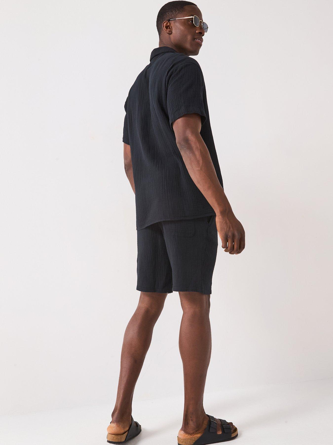 stillFront image of jack-jones-shirt-and-shorts-set-black