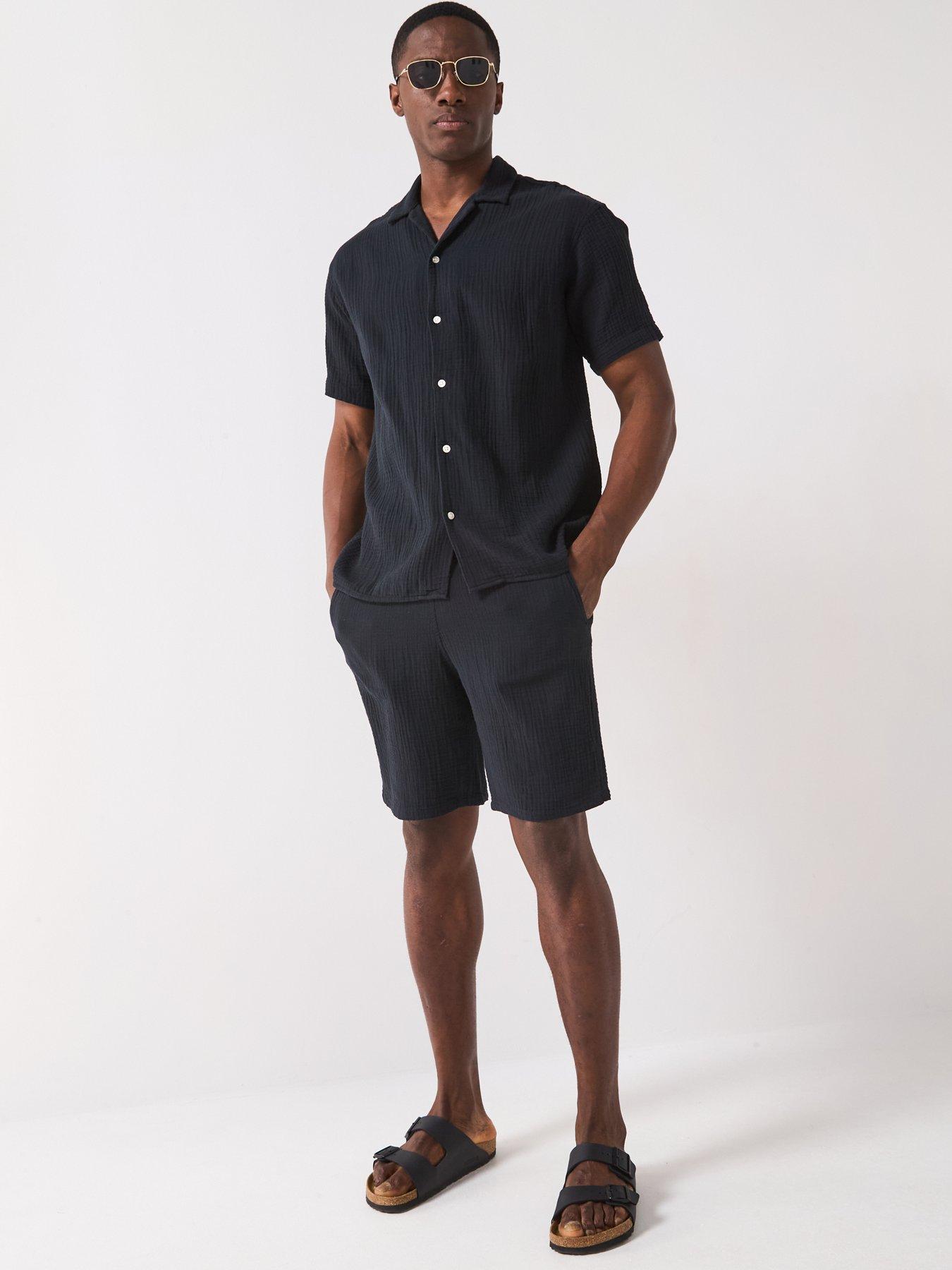  image of jack-jones-shirt-and-shorts-set-black