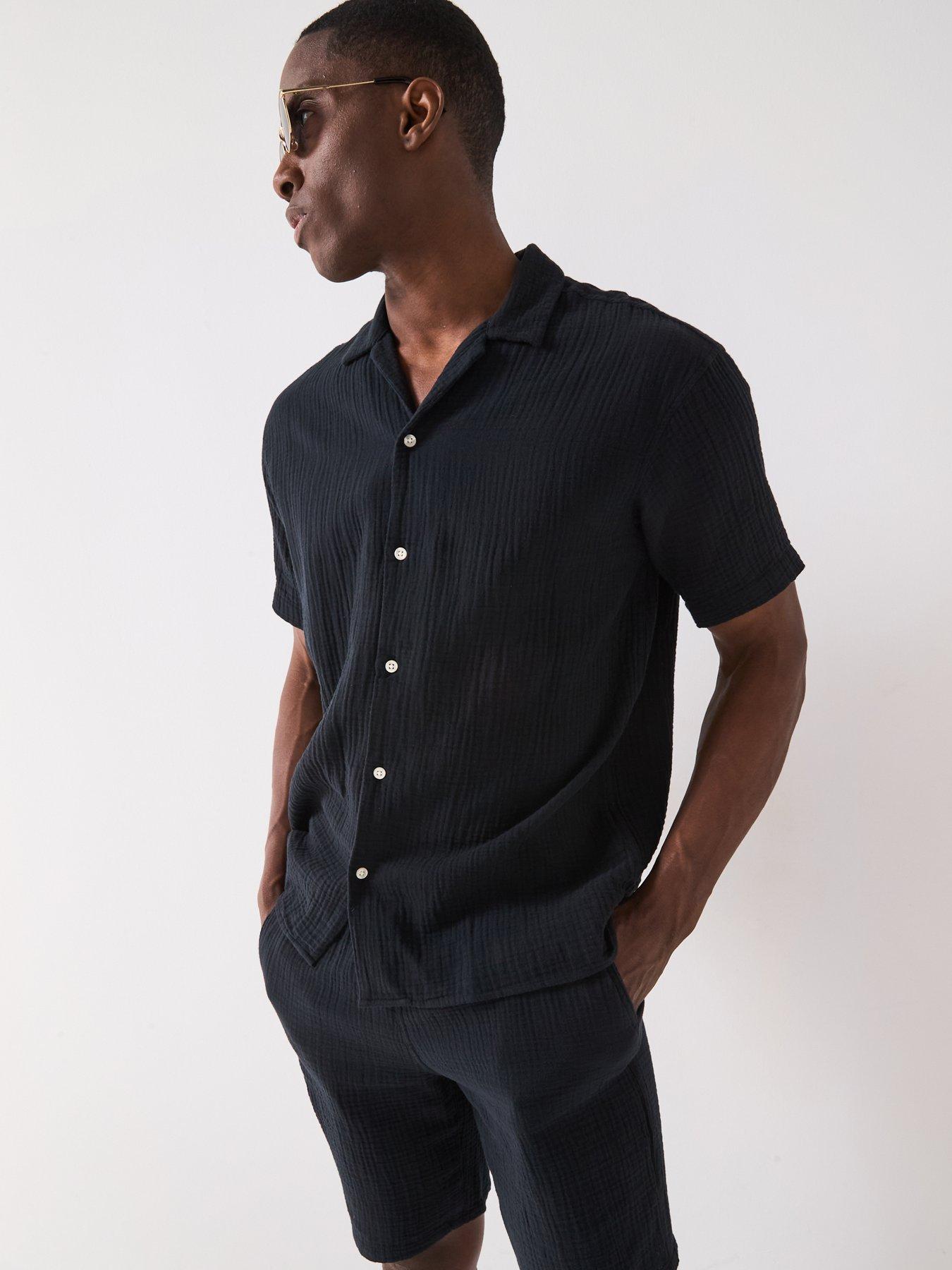  image of jack-jones-shirt-and-shorts-set-black