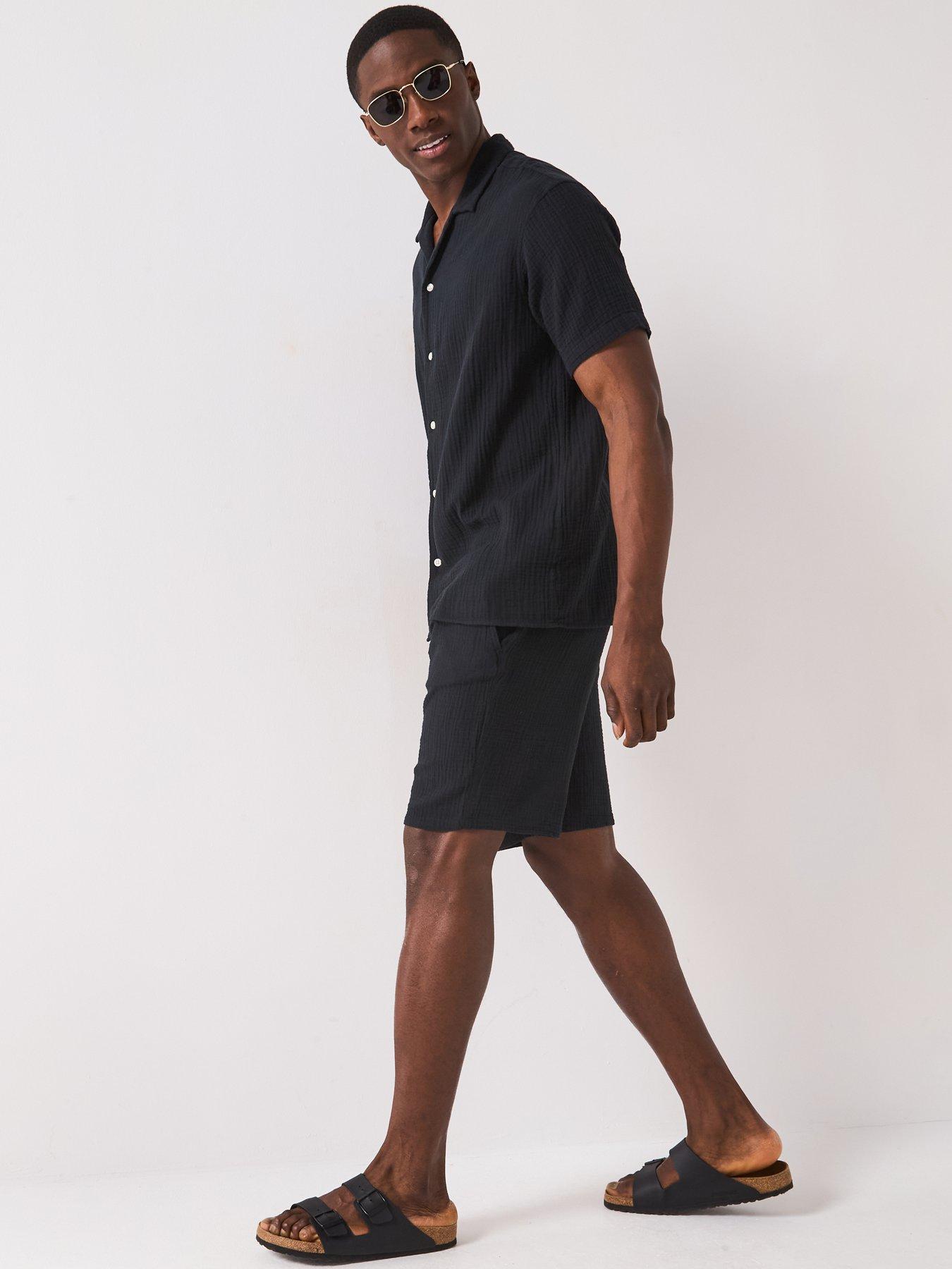  image of jack-jones-shirt-and-shorts-set-black