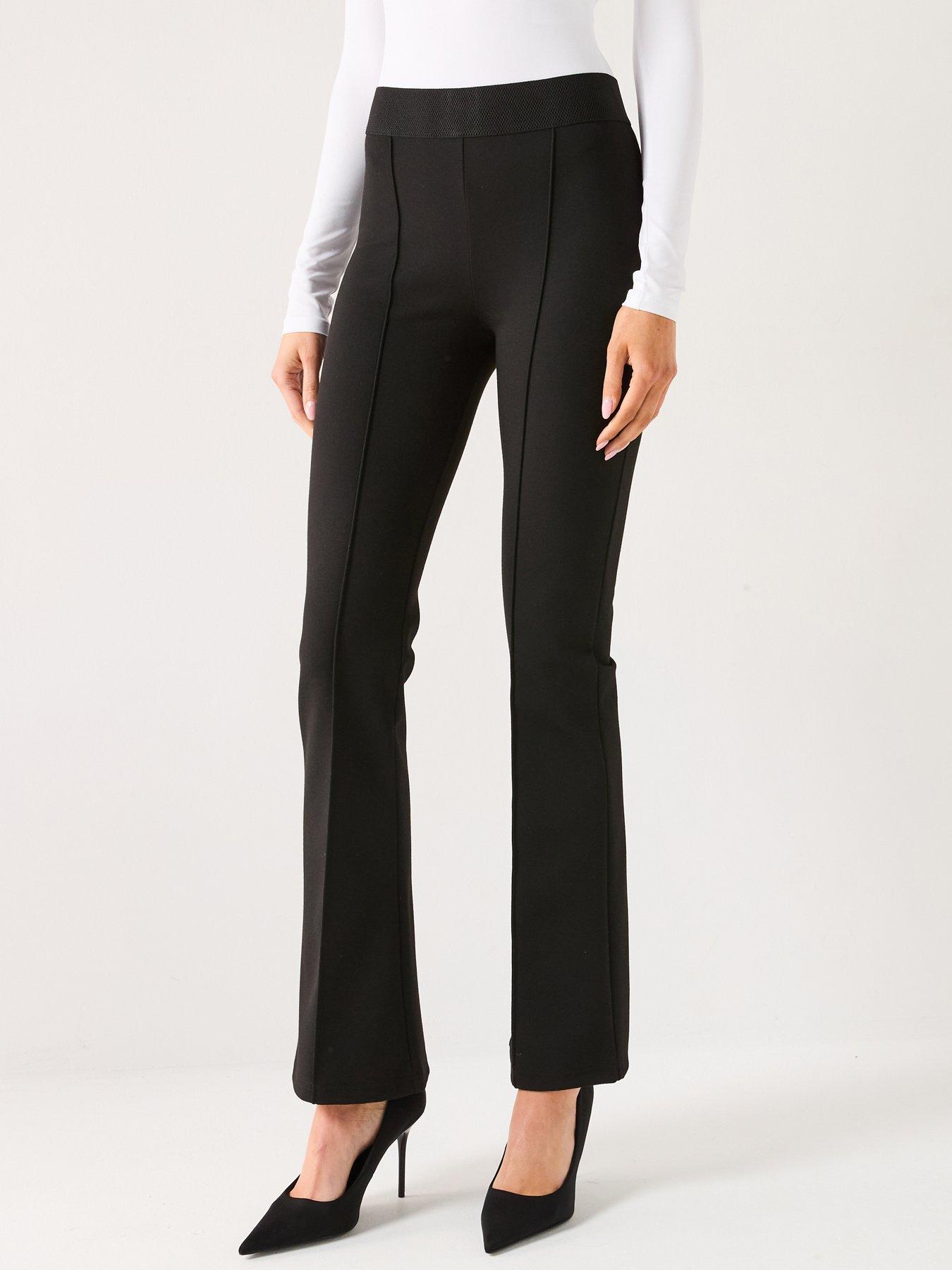  image of v-by-very-sculpting-high-waisted-pin-tuck-flared-leggings-black
