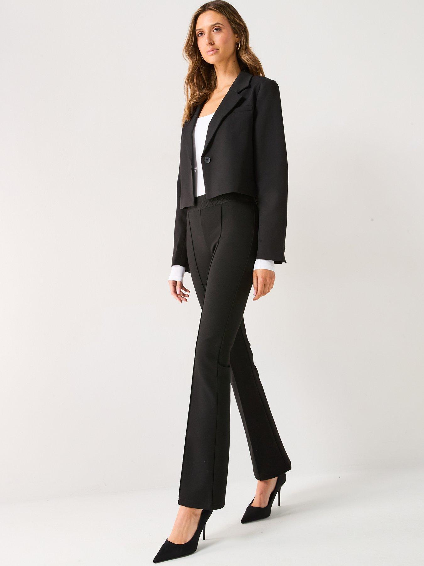  image of v-by-very-sculpting-high-waisted-pin-tuck-flared-leggings-black