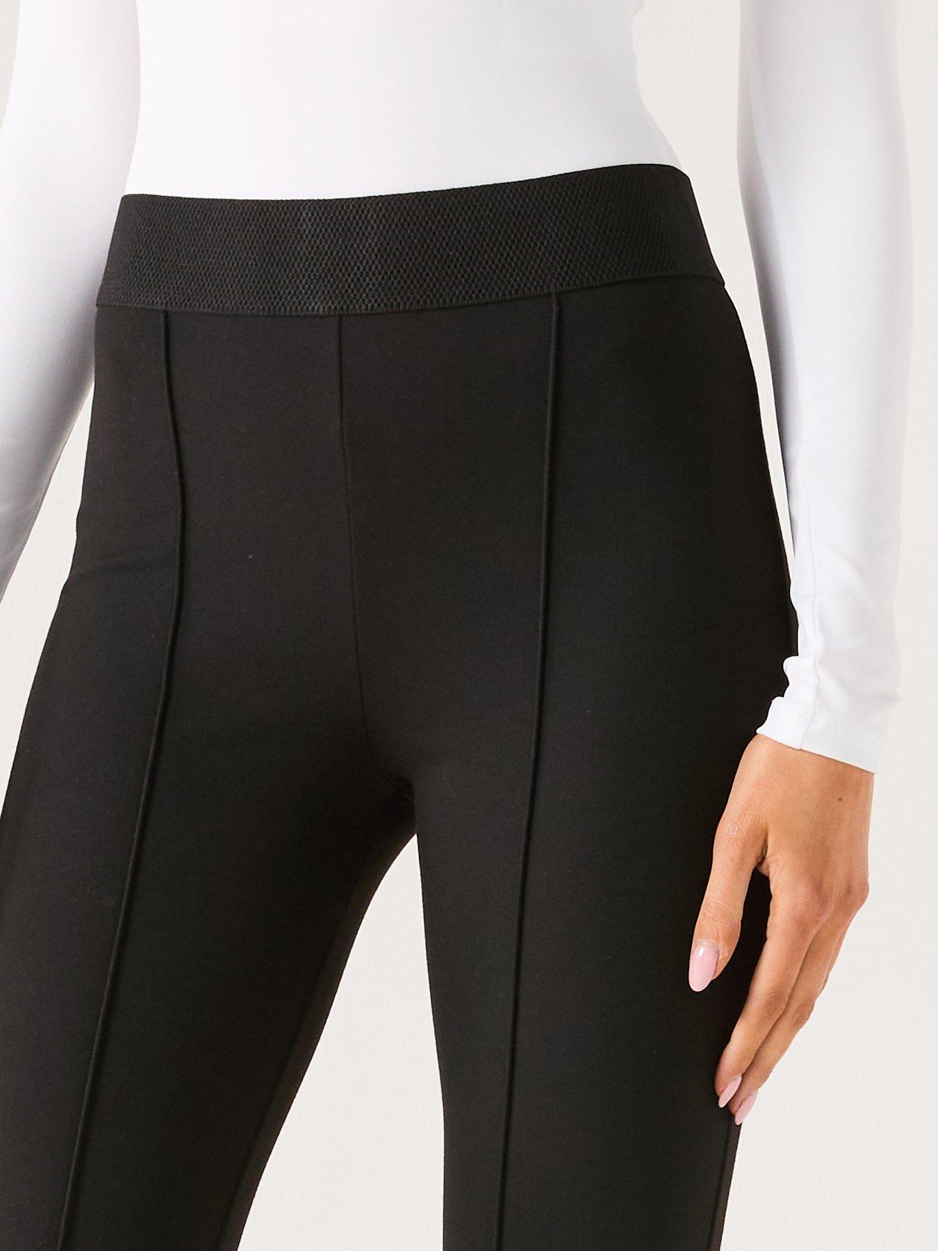  image of v-by-very-sculpting-high-waisted-pin-tuck-flared-leggings-black