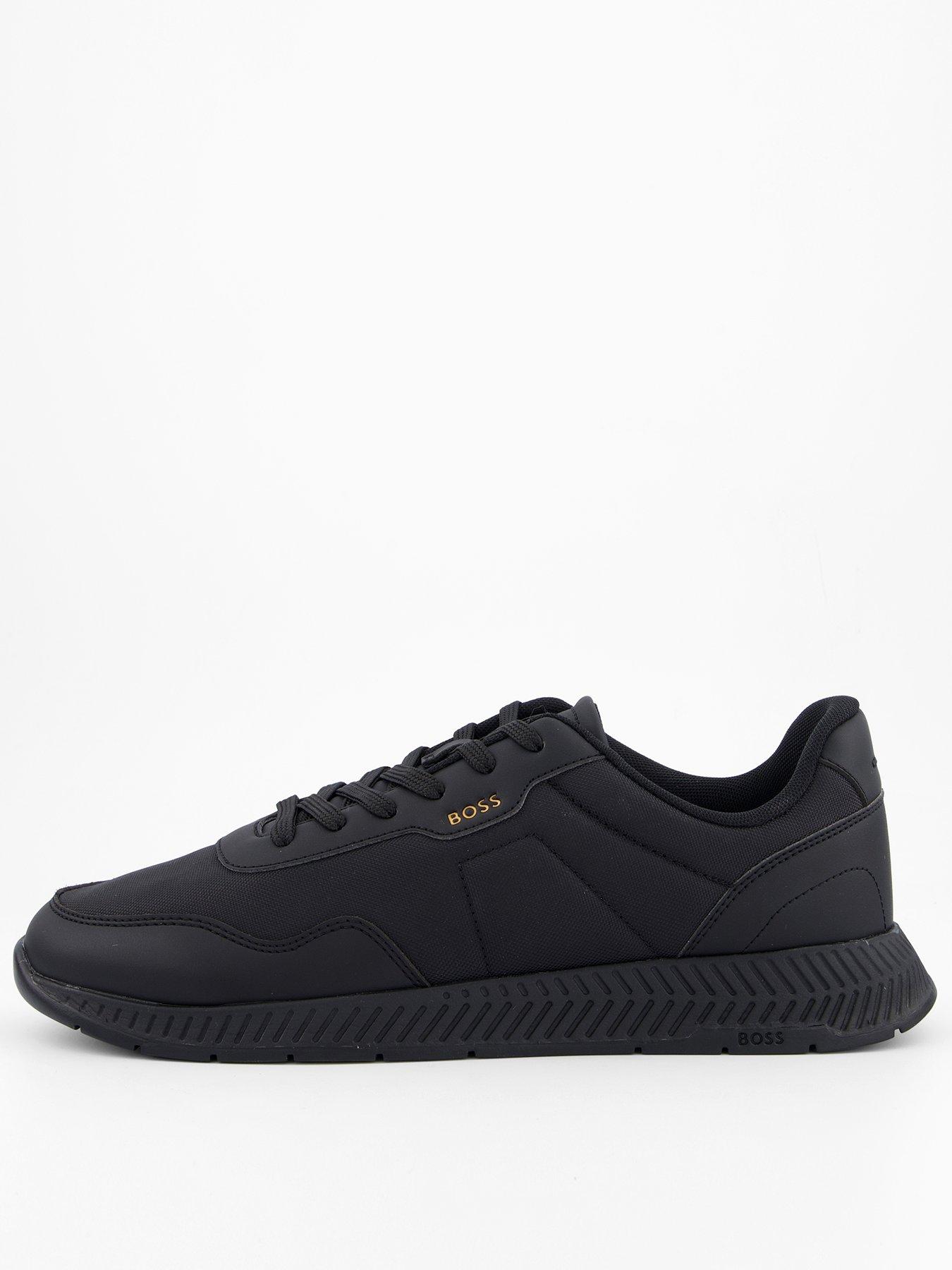 Image 1 of 7 of BOSS Titanium Nylom/ Leather Lace Runner Trainers - Black