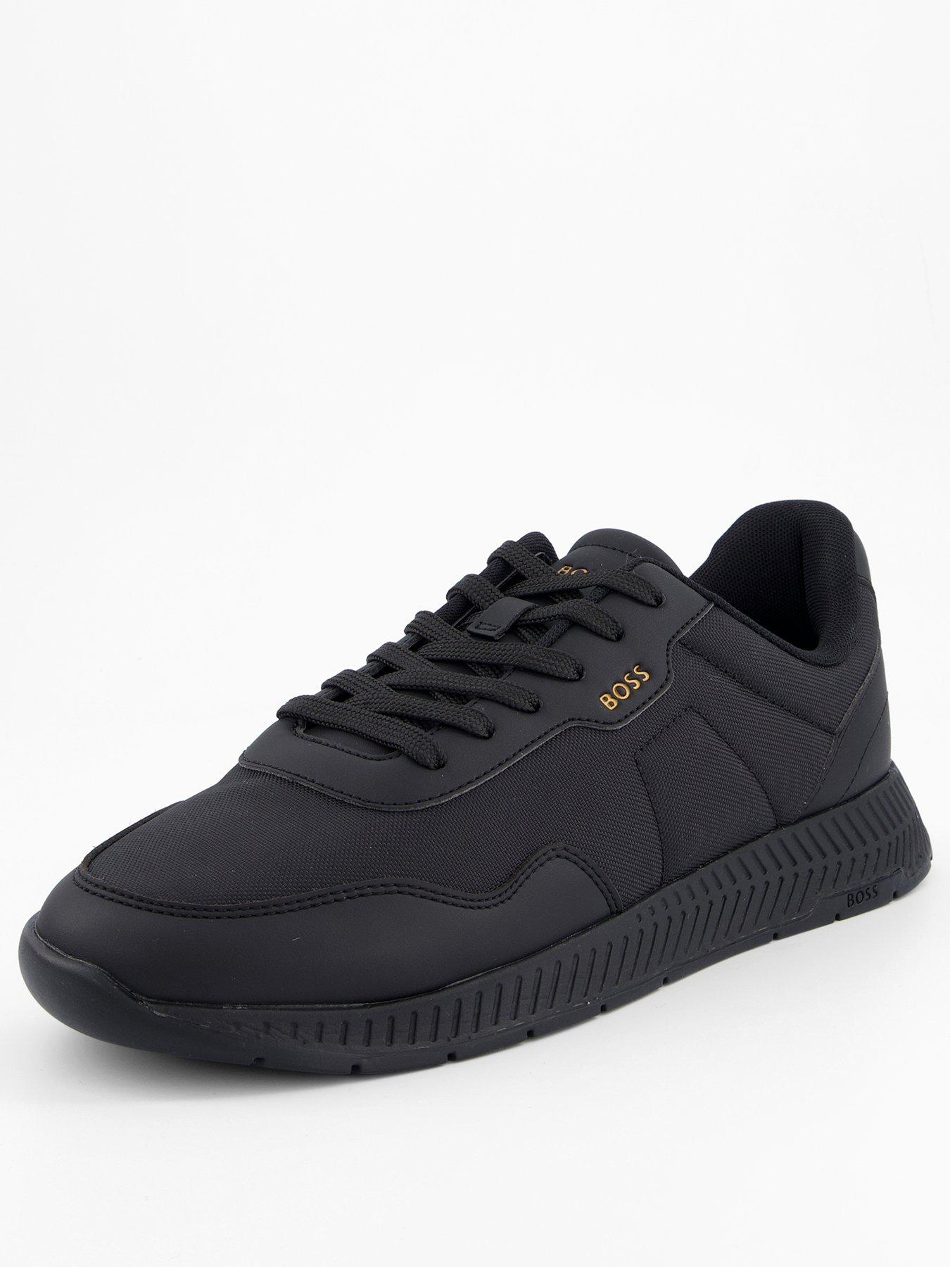 Image 2 of 7 of BOSS Titanium Nylom/ Leather Lace Runner Trainers - Black