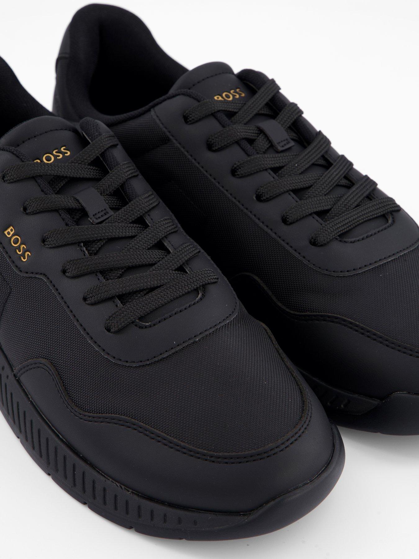 Image 5 of 7 of BOSS Titanium Nylom/ Leather Lace Runner Trainers - Black