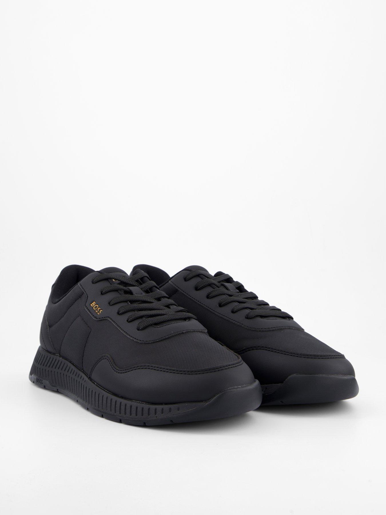 Image 6 of 7 of BOSS Titanium Nylom/ Leather Lace Runner Trainers - Black