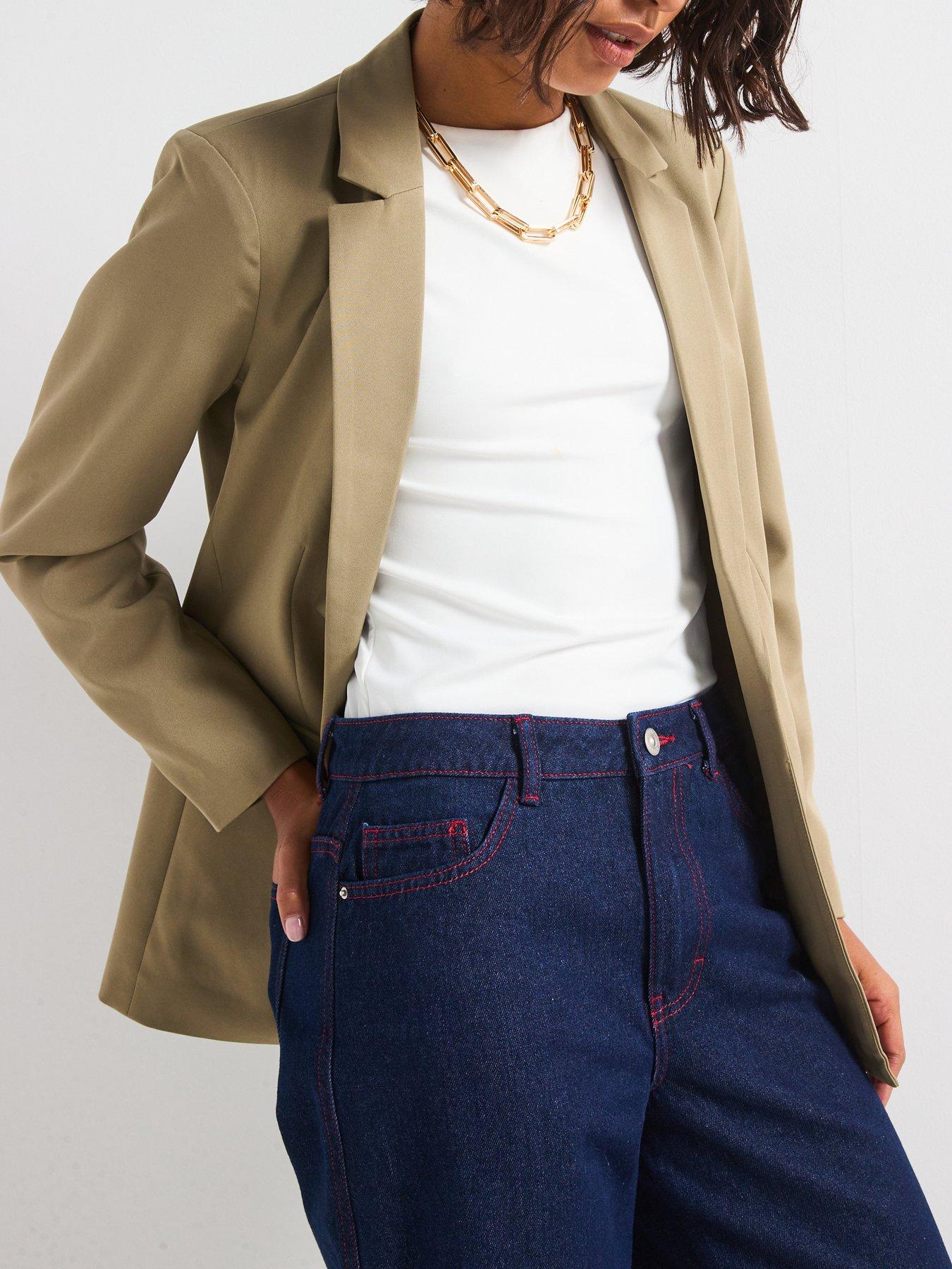  image of pieces-oversized-blazer-green