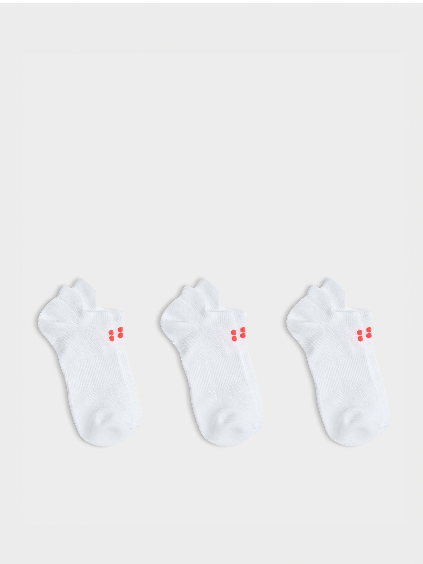 Image 1 of 5 of Sweaty Betty Womens Training Lightweight Trainer Socks 3 Pack - White