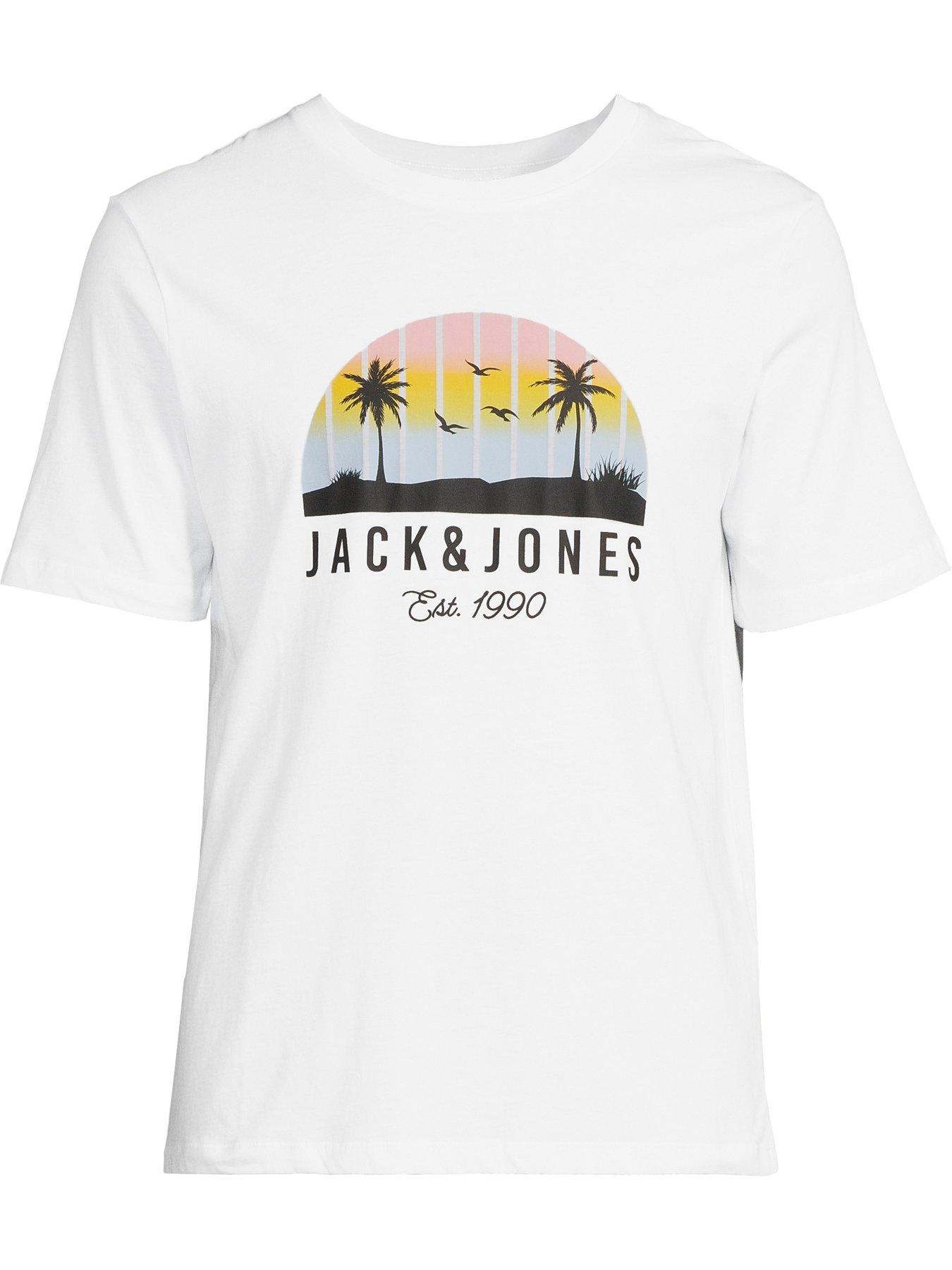 Image 5 of 5 of Jack & Jones Palm Circle Graphic T-Shirt - White