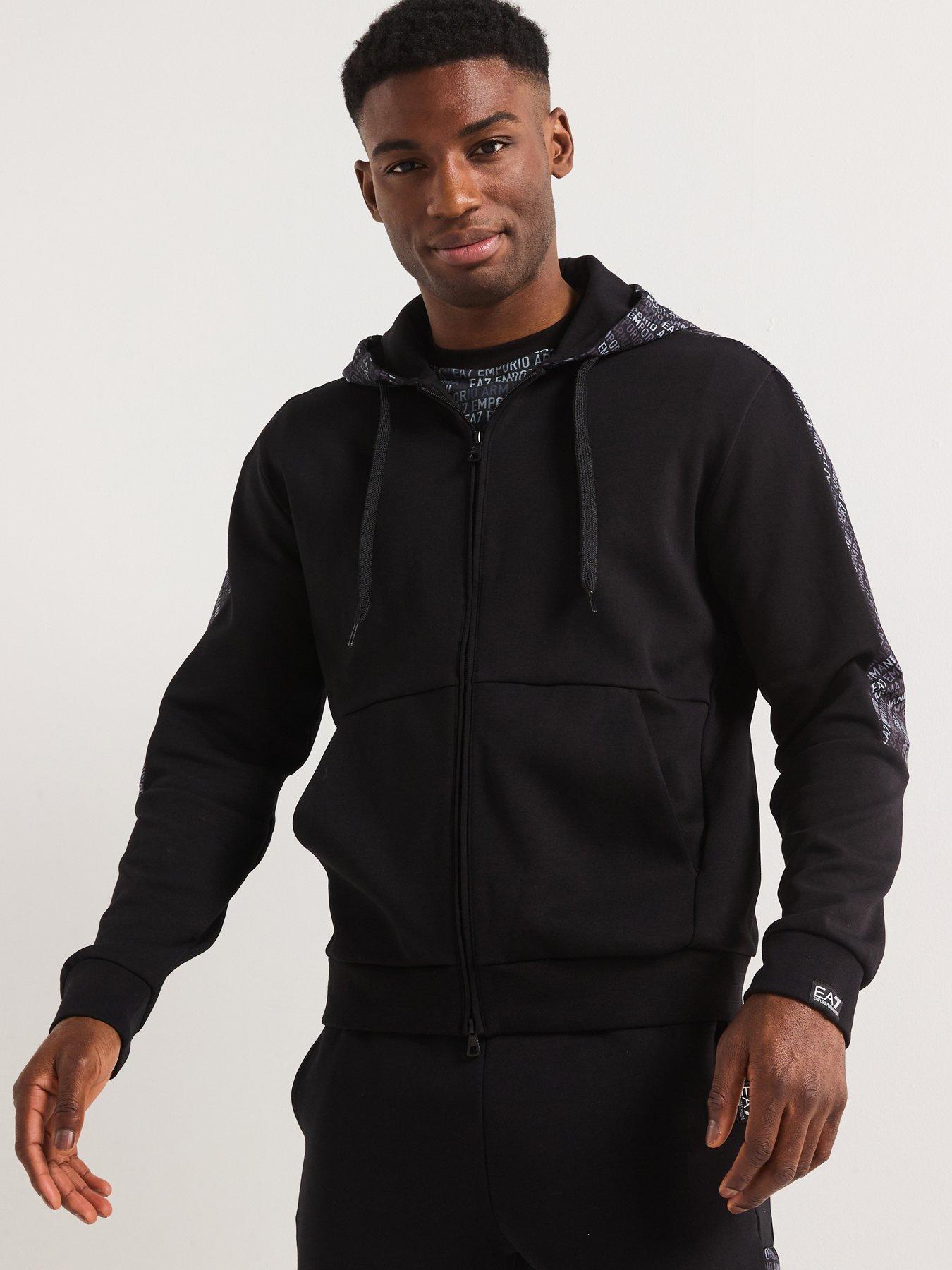 undefined Train Monogram Zip Through Hoodie - Black