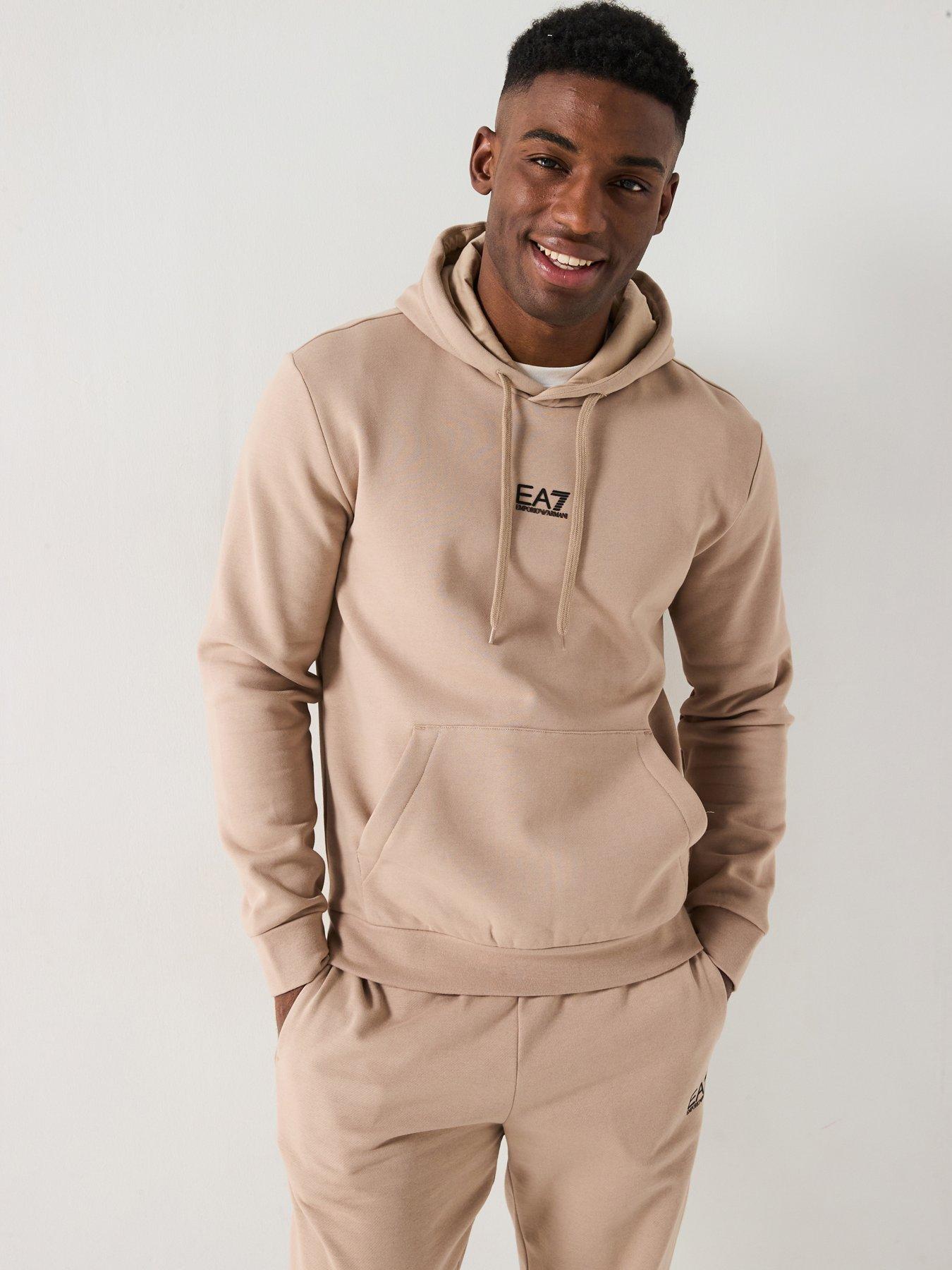  image of ea7-emporio-armani-core-id-logo-overhead-hoodie-beige