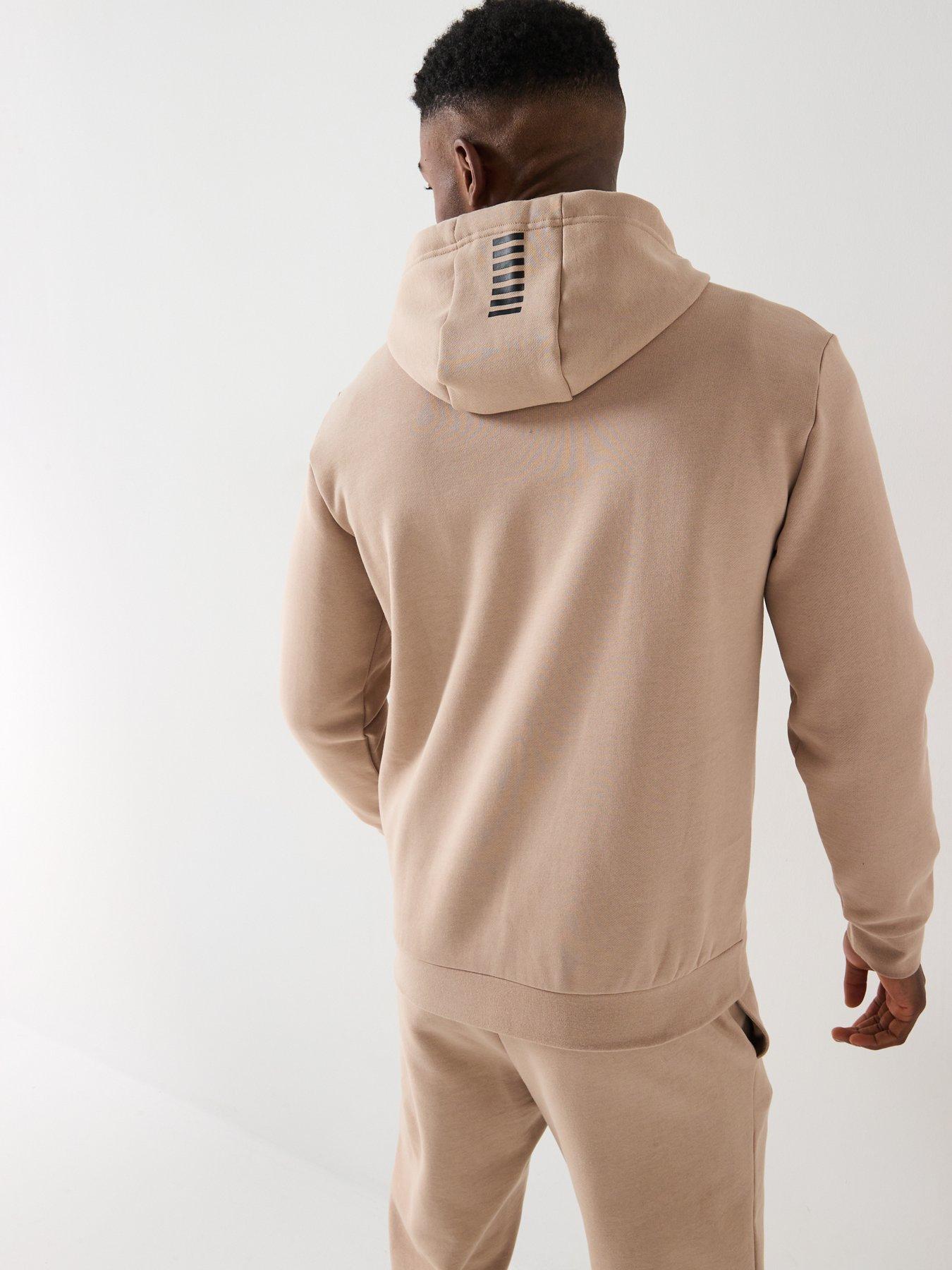  image of ea7-emporio-armani-core-id-logo-overhead-hoodie-beige