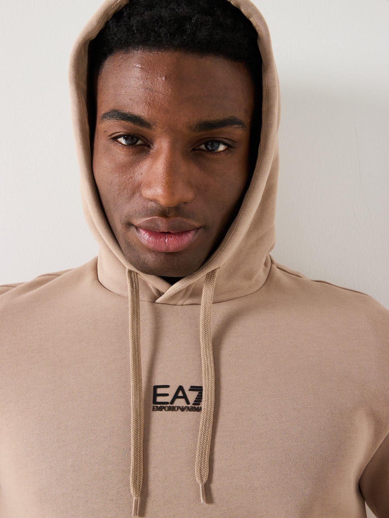  image of ea7-emporio-armani-core-id-logo-overhead-hoodie-beige