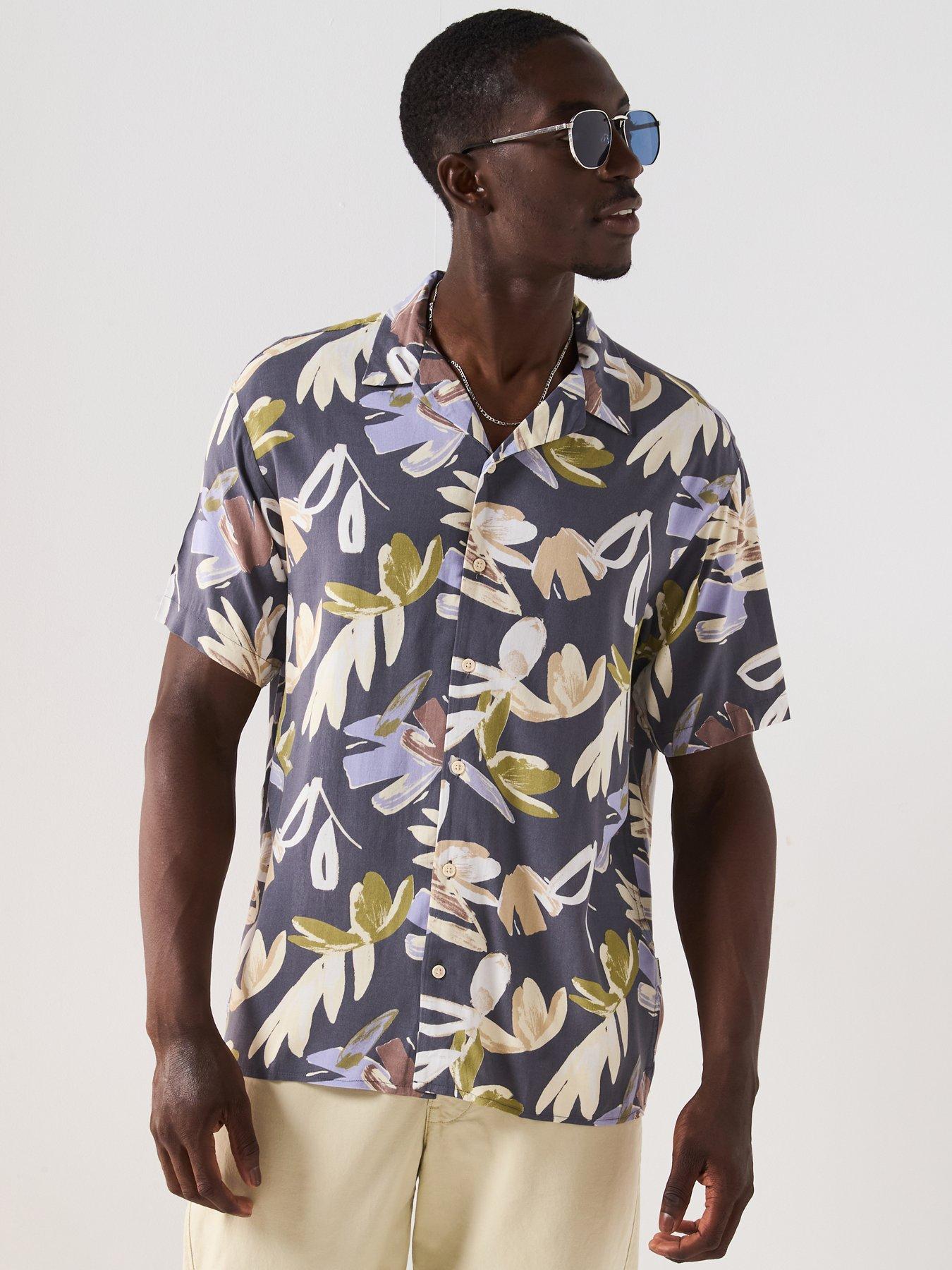 Jack & Jones Luke Varenna Aop Short Sleeve Shirt - Iron Gate