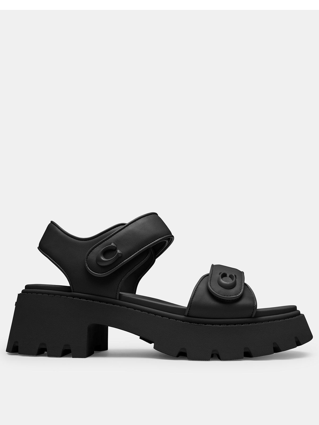  image of coach-brynn-platform-leather-sandal-black