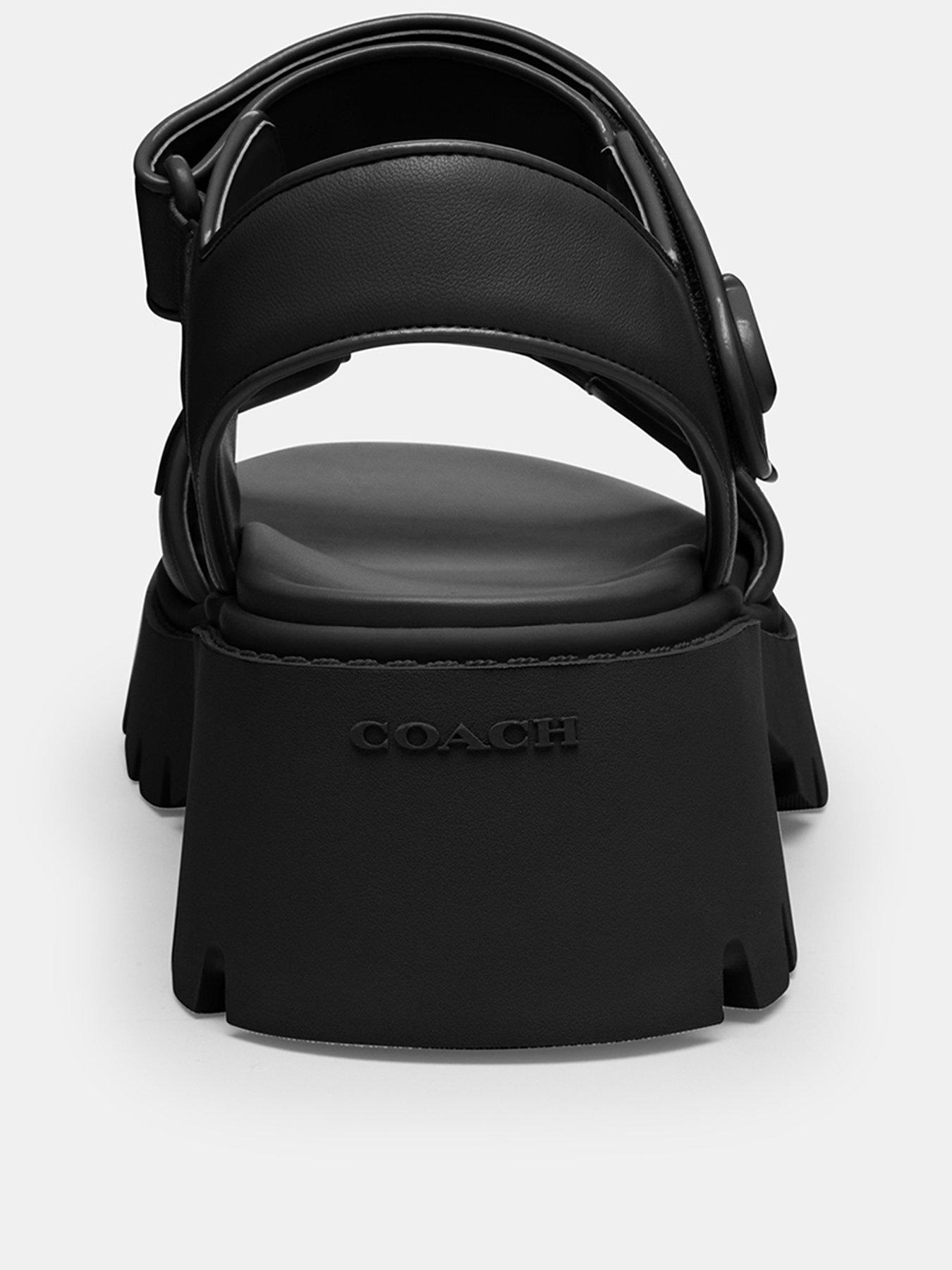  image of coach-brynn-platform-leather-sandal-black
