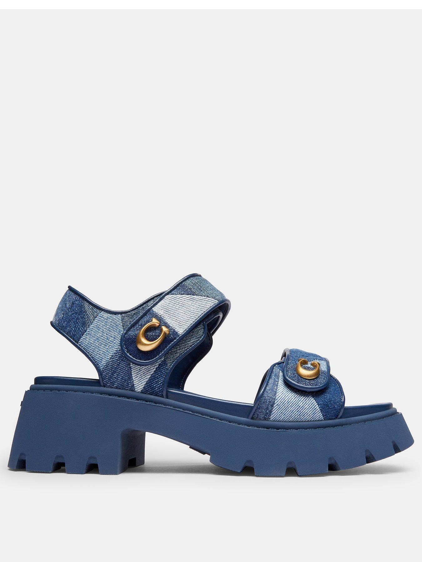 COACH Brynn Platform Patchwork Denim Sandal - Blue | Littlewoods
