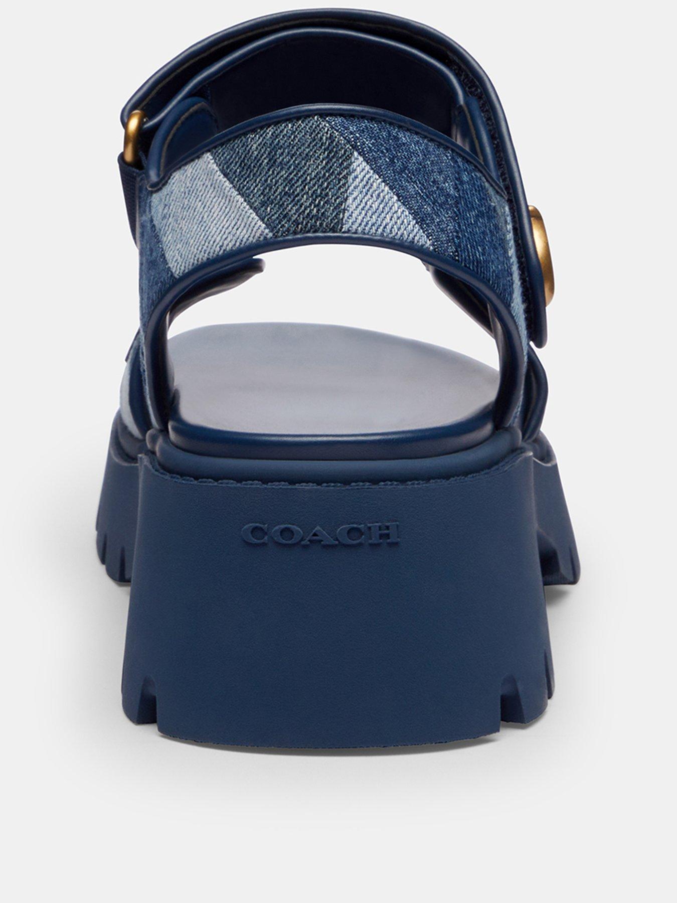 COACH Brynn Platform Patchwork Denim Sandal - Blue | Littlewoods