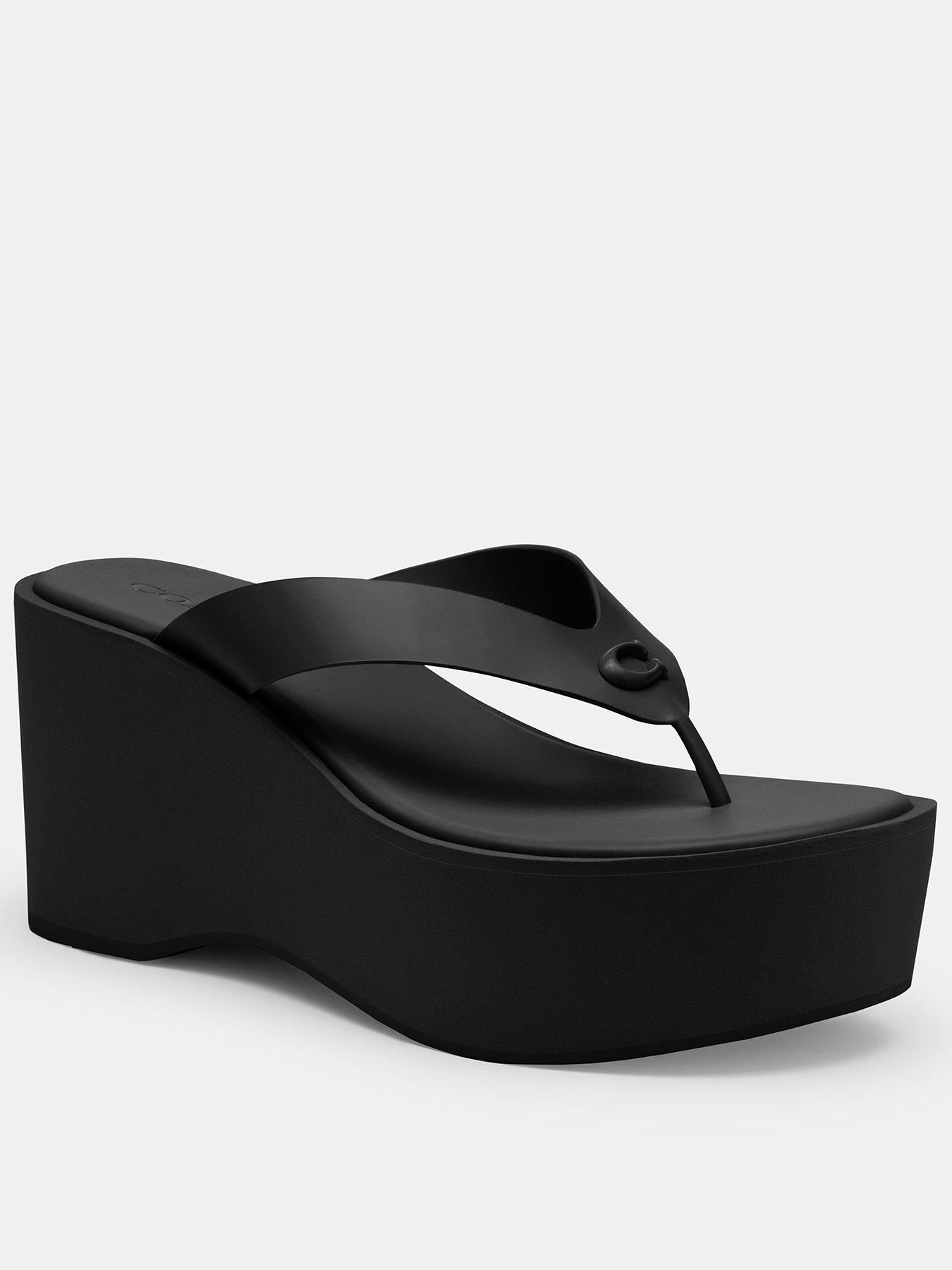 undefined Sculpted C Platform Leather Flip Flops - Black