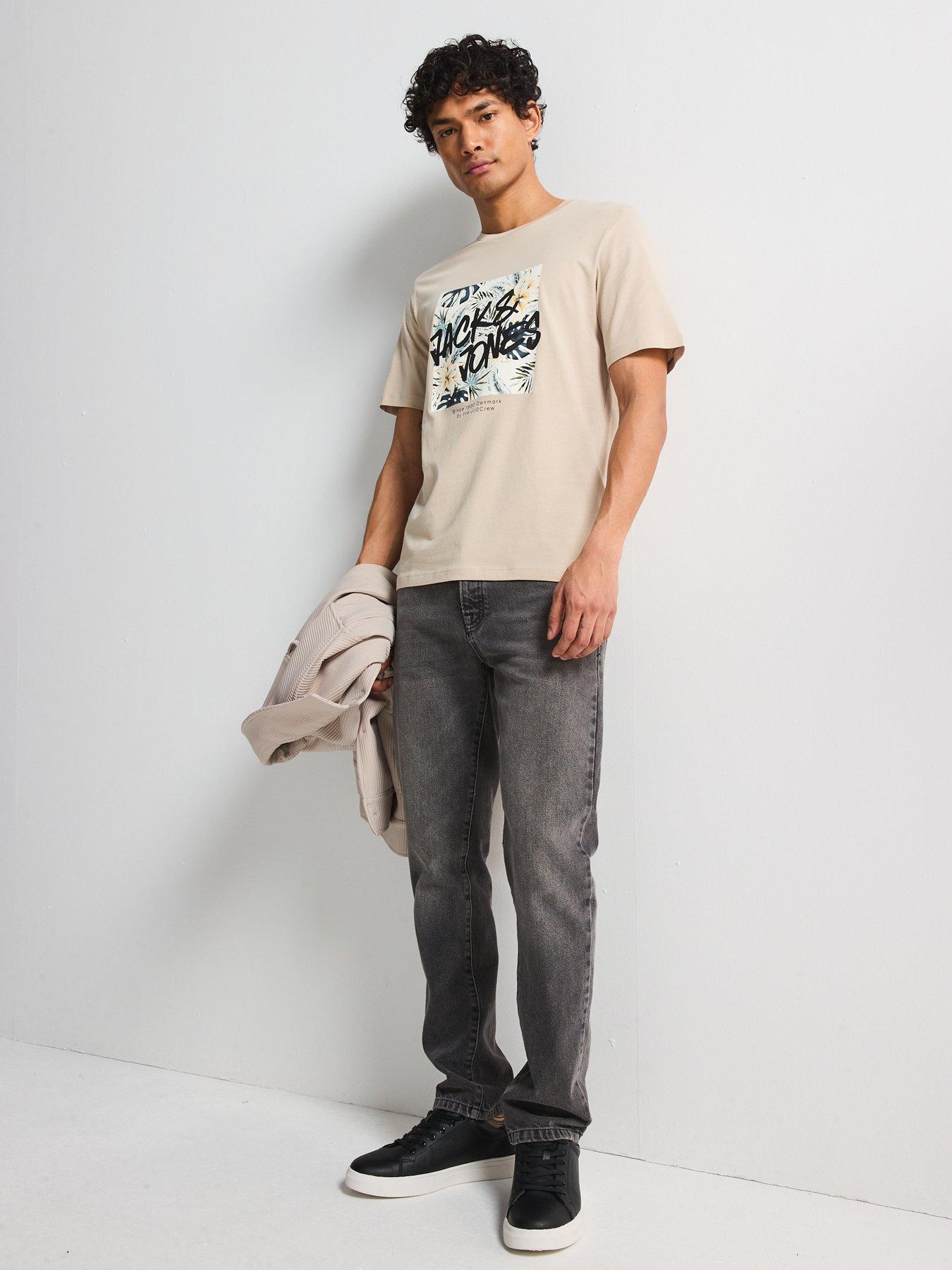  image of jack-jones-hawaii-box-logo-t-shirt-moonbeam