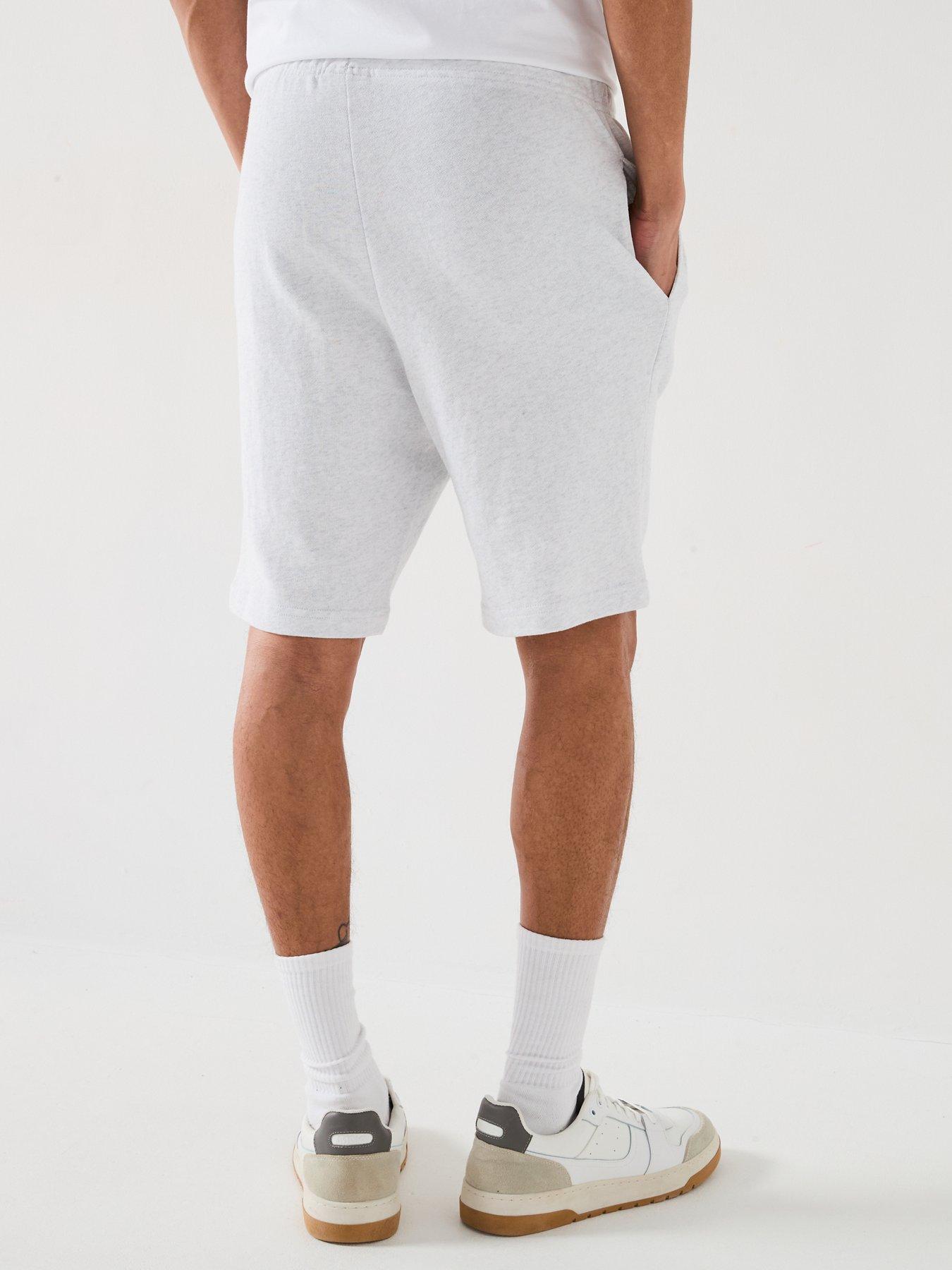  image of jack-jones-gordon-beau-script-sweat-shorts-white-melange