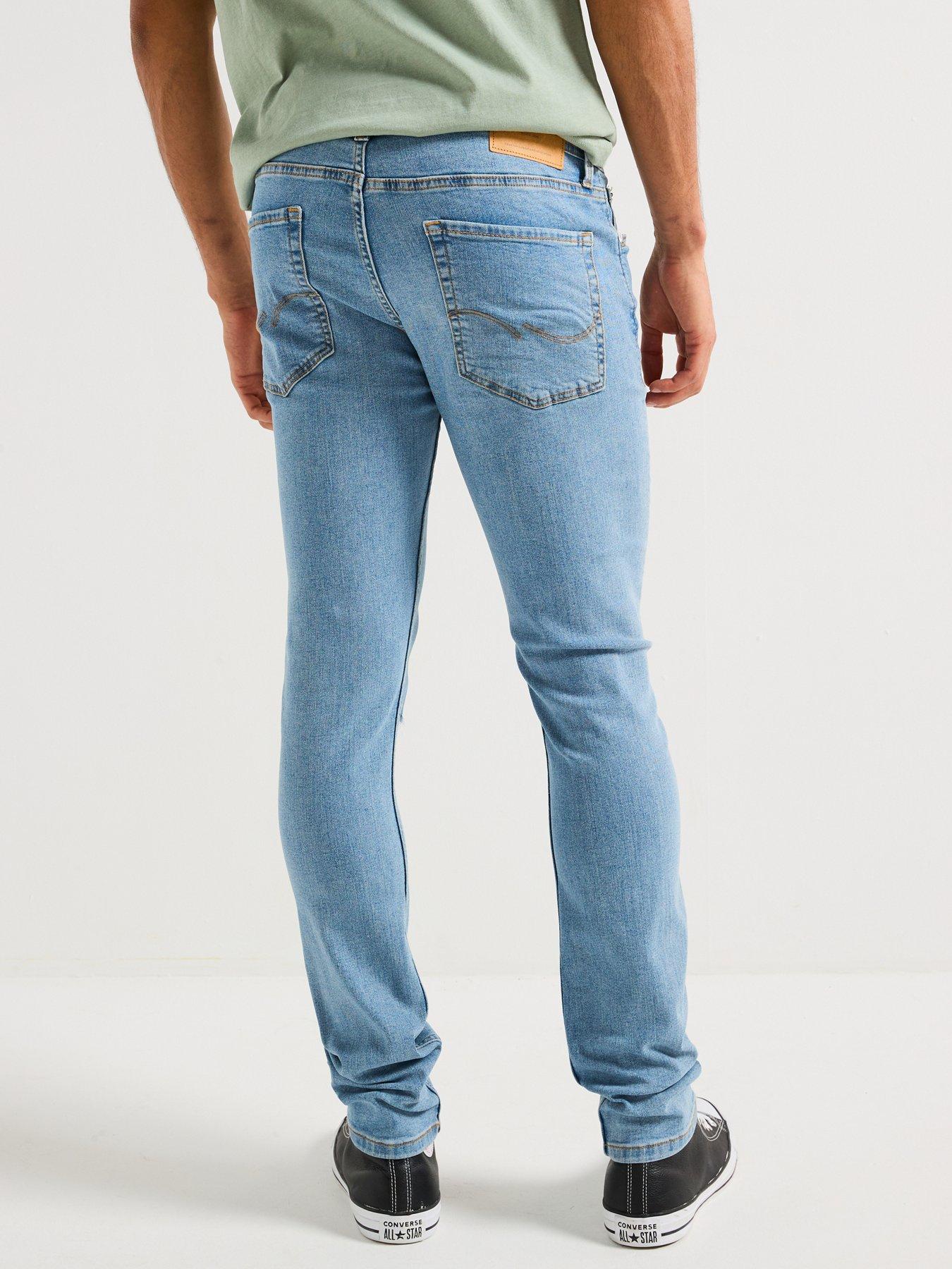  image of jack-jones-glenn-slim-fit-distressed-jeans-blue-denim