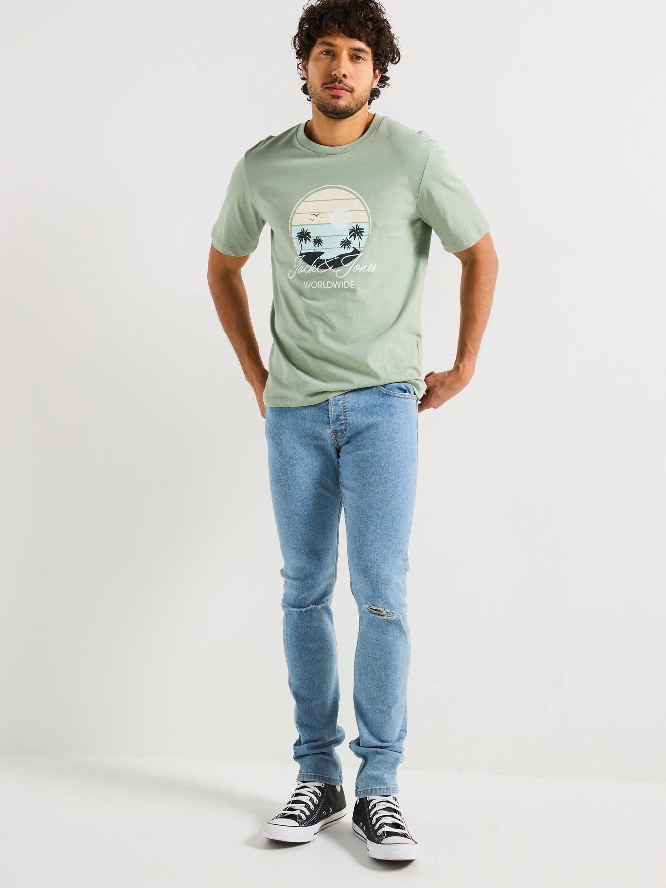  image of jack-jones-glenn-slim-fit-distressed-jeans-blue-denim