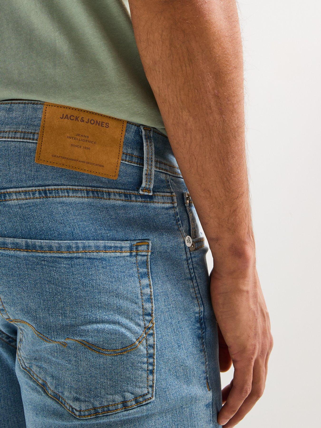  image of jack-jones-glenn-slim-fit-distressed-jeans-blue-denim