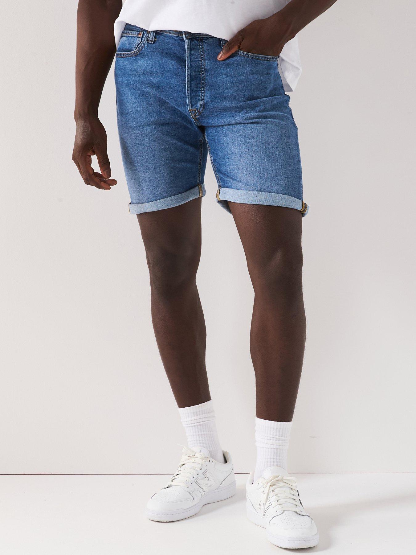 Jack & Jones Rick Original Distressed Denim Shorts - Blue Denim
