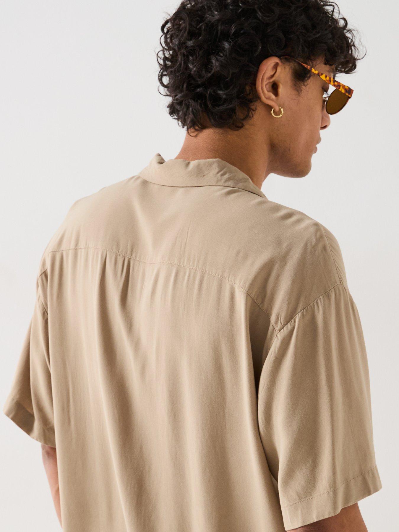  image of jack-jones-jeff-solid-resort-shirt-light-brown