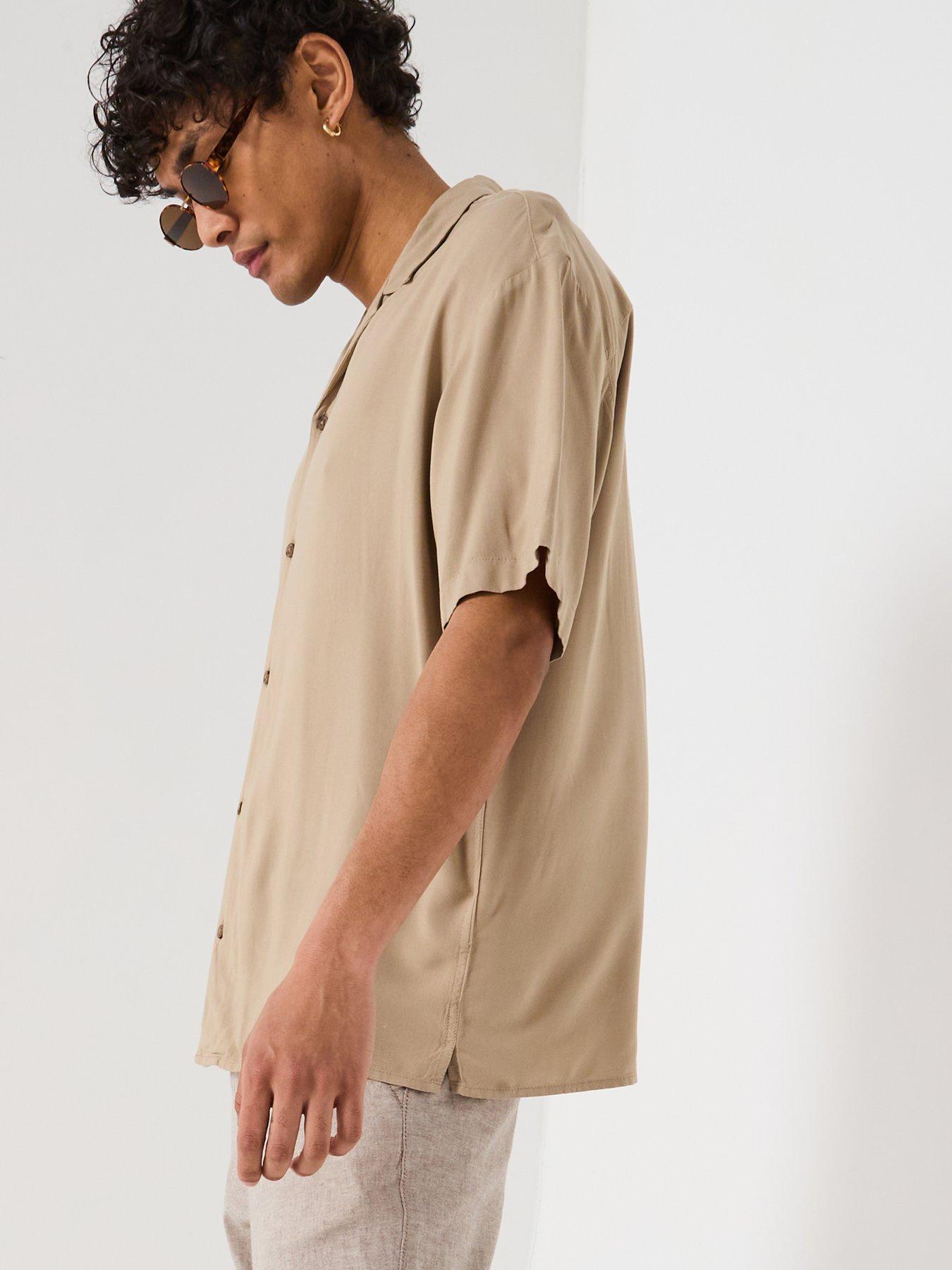  image of jack-jones-jeff-solid-resort-shirt-light-brown