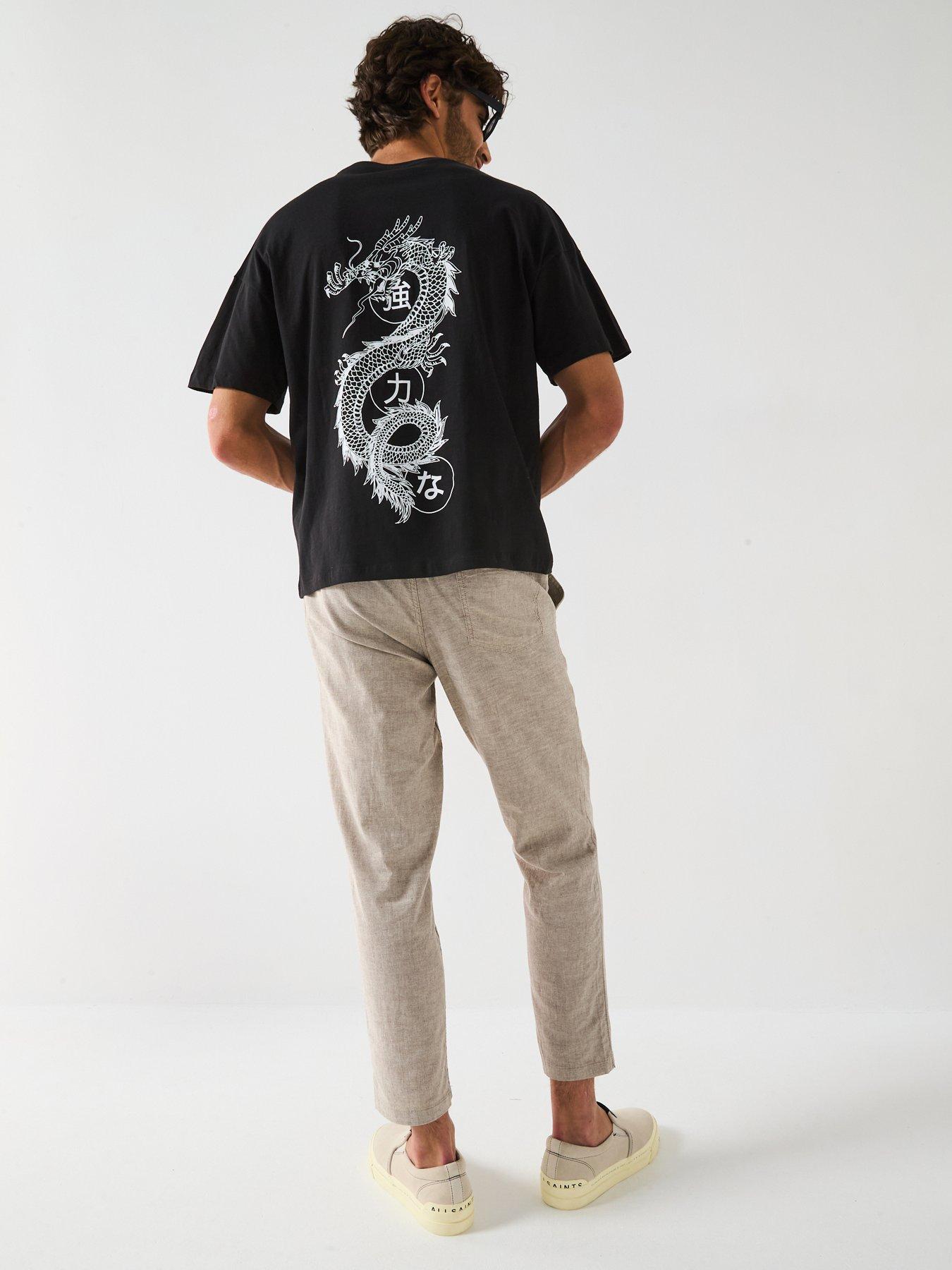  image of jack-jones-dragon-back-print-t-shirt-black