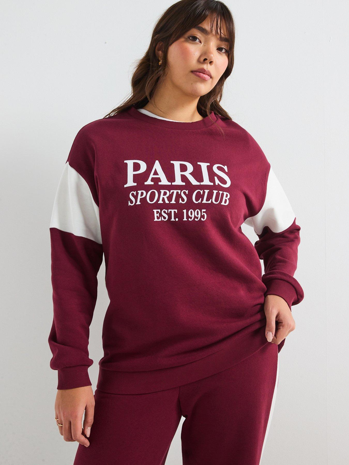  image of v-by-very-curve-colourblock-paris-sweatshirt-red