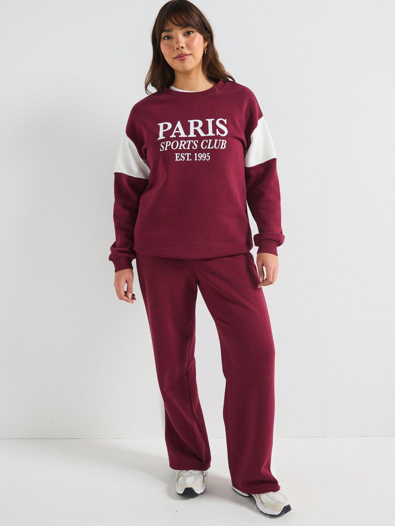  image of v-by-very-curve-colourblock-paris-sweatshirt-red