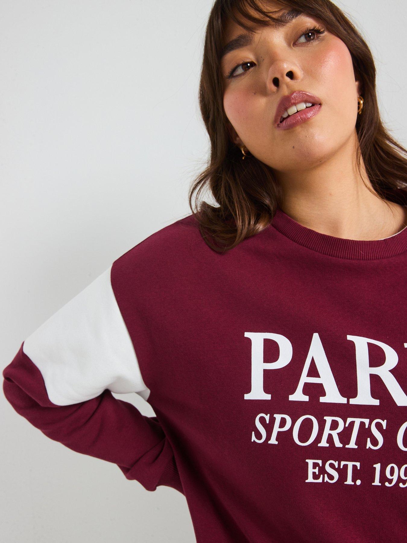  image of v-by-very-curve-colourblock-paris-sweatshirt-red