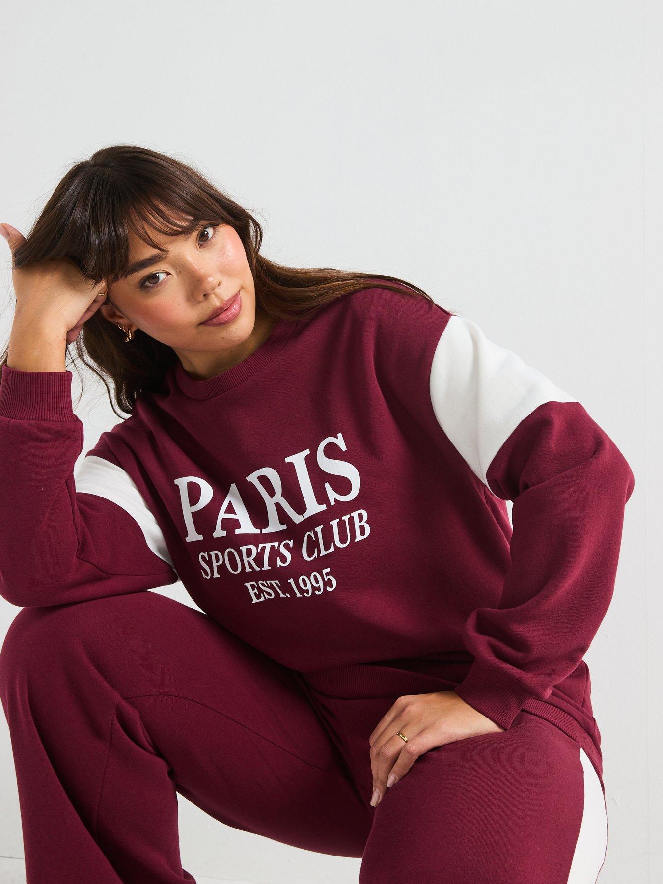  image of v-by-very-curve-colourblock-paris-sweatshirt-red