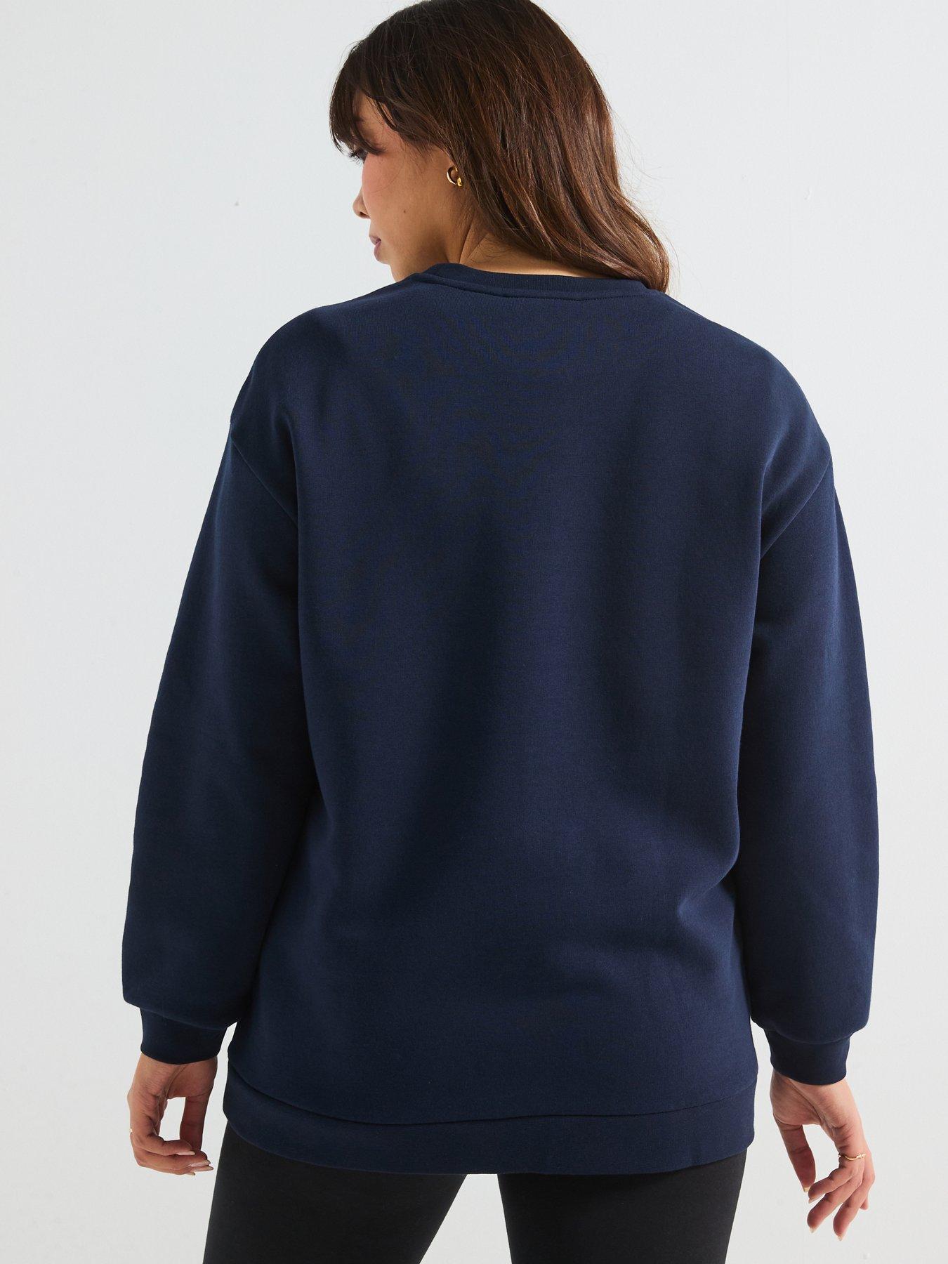  image of v-by-very-curve-slogan-longline-sweatshirt-navy